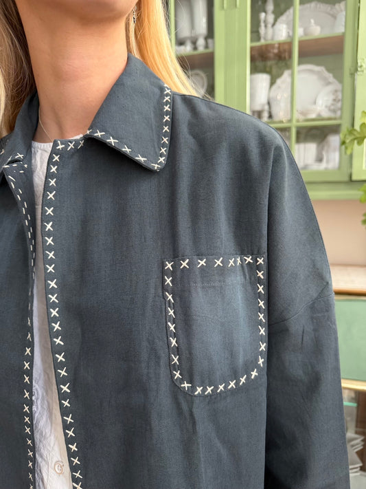 Runaway Bicycle Jacket With Contrast Stitching - Teal