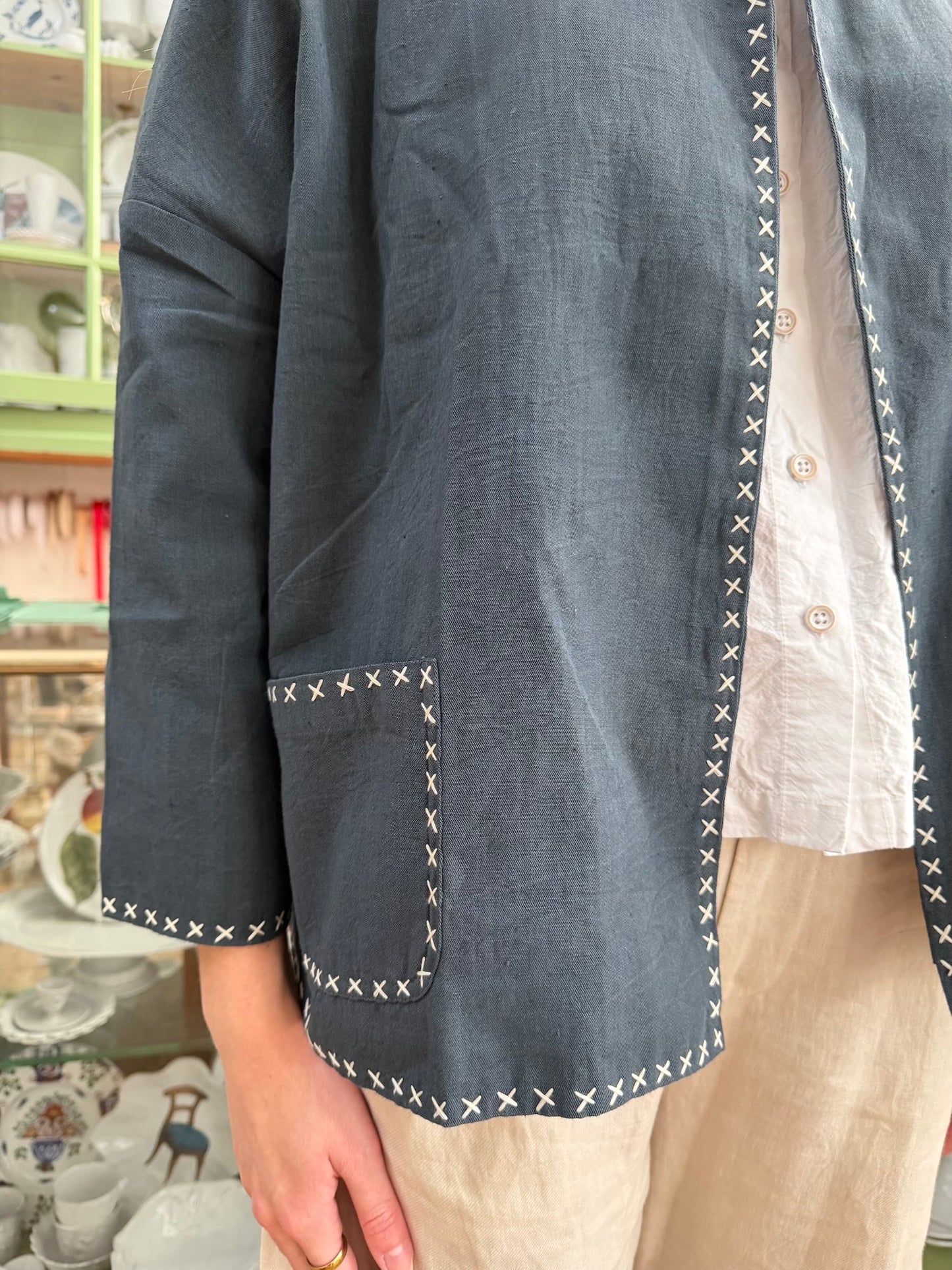 Runaway Bicycle Jacket With Contrast Stitching - Teal