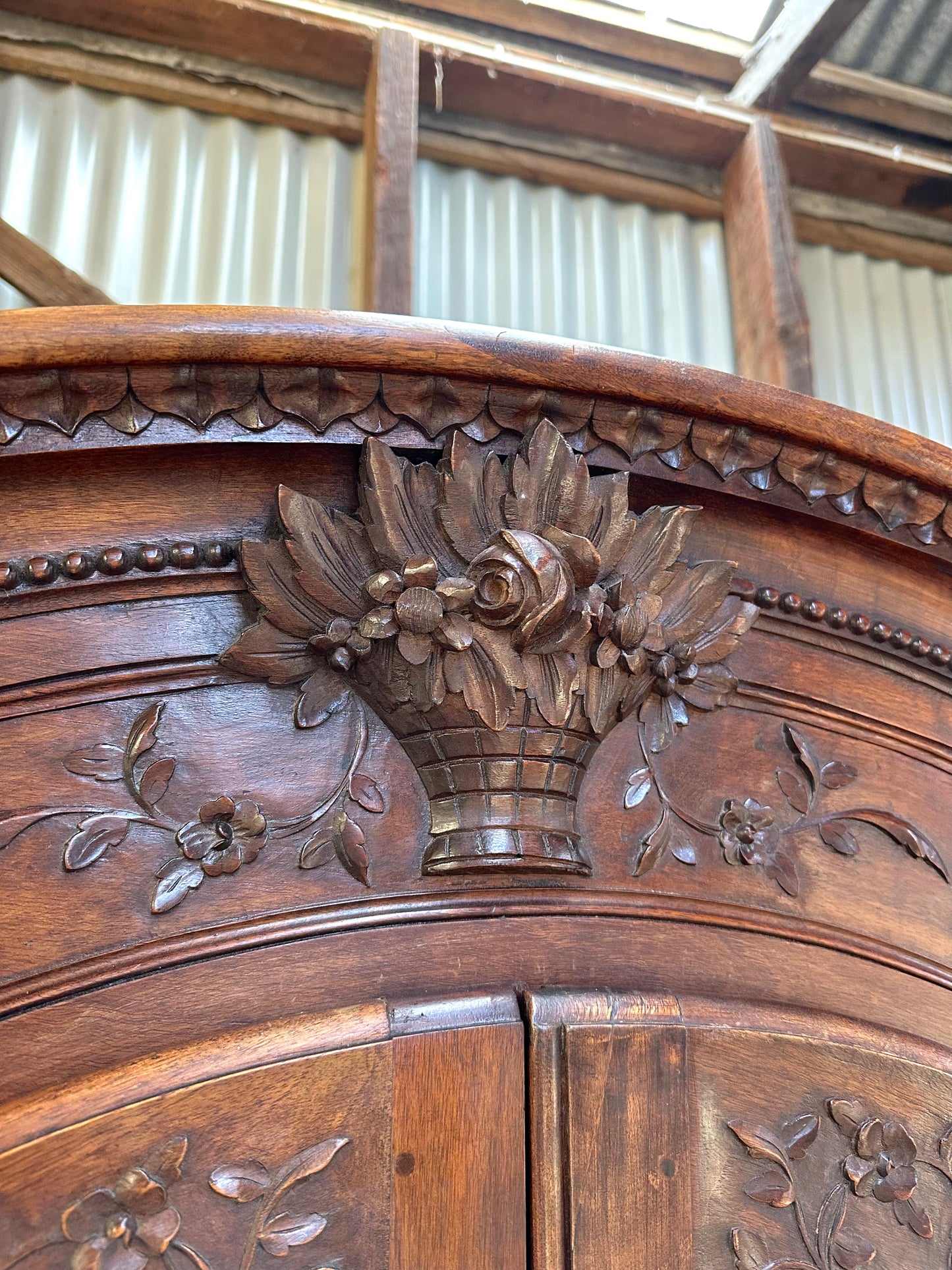 Antique French Flower Basket Vitrine