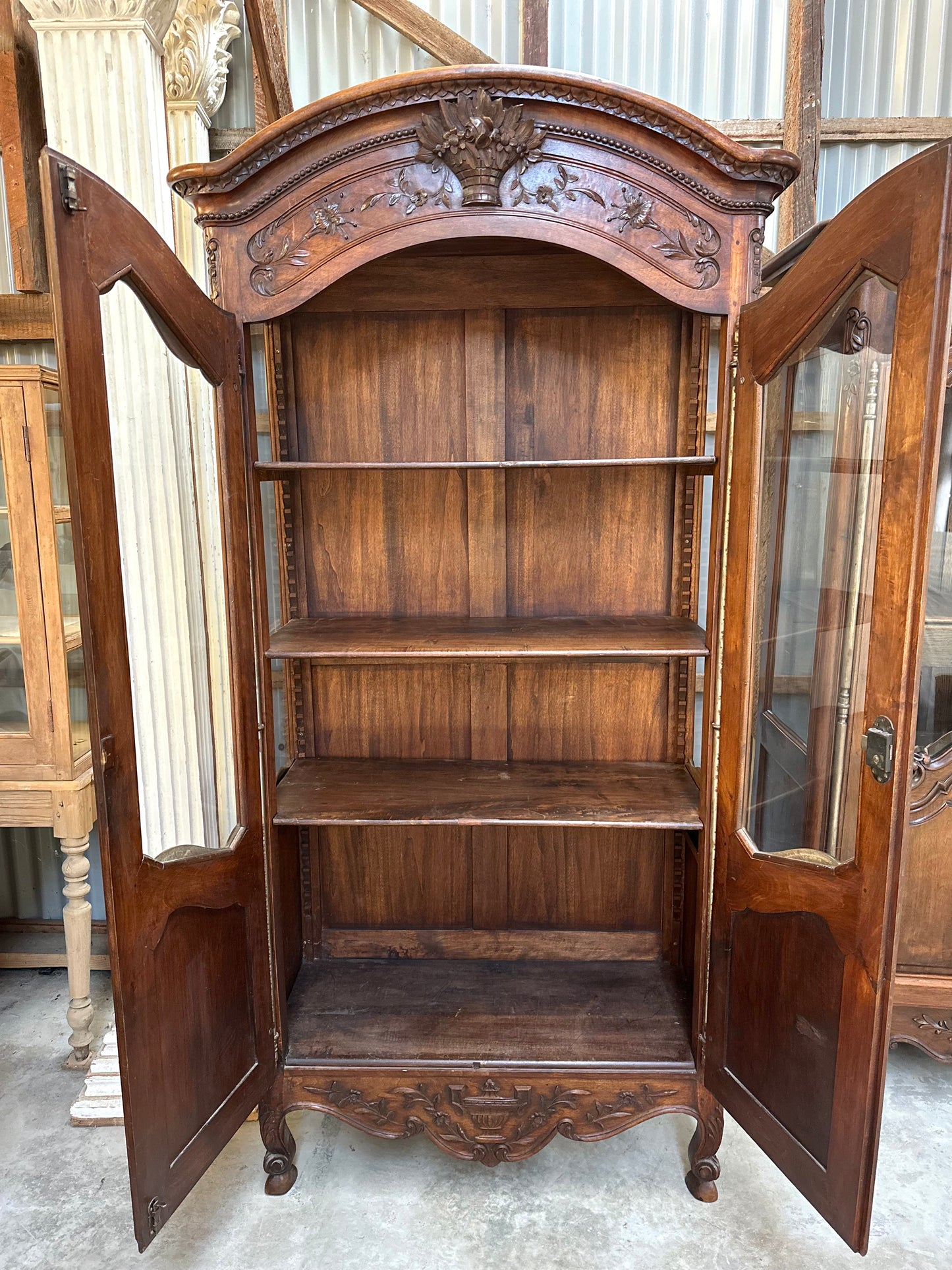 Antique French Flower Basket Vitrine