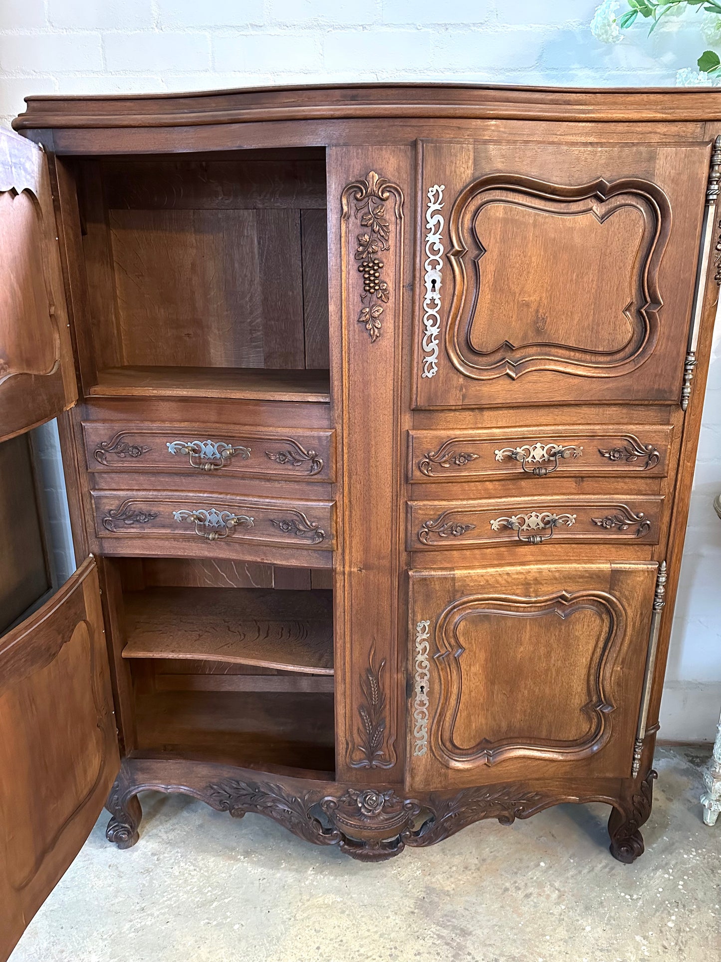 Antique French Small 4 Door And 4 Drawer Cupboard