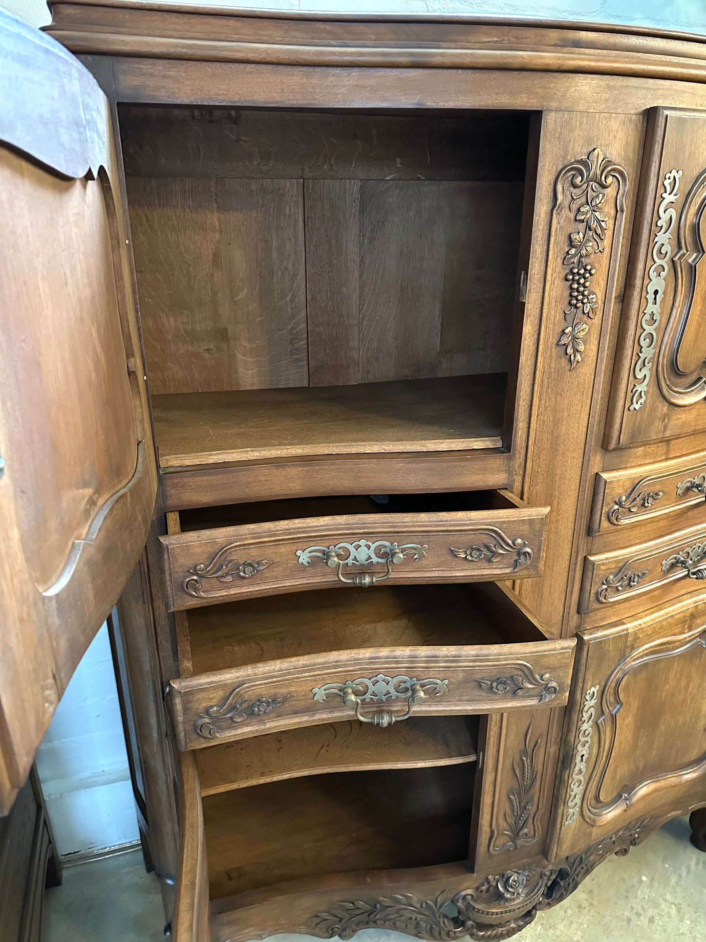 Antique French Small 4 Door And 4 Drawer Cupboard