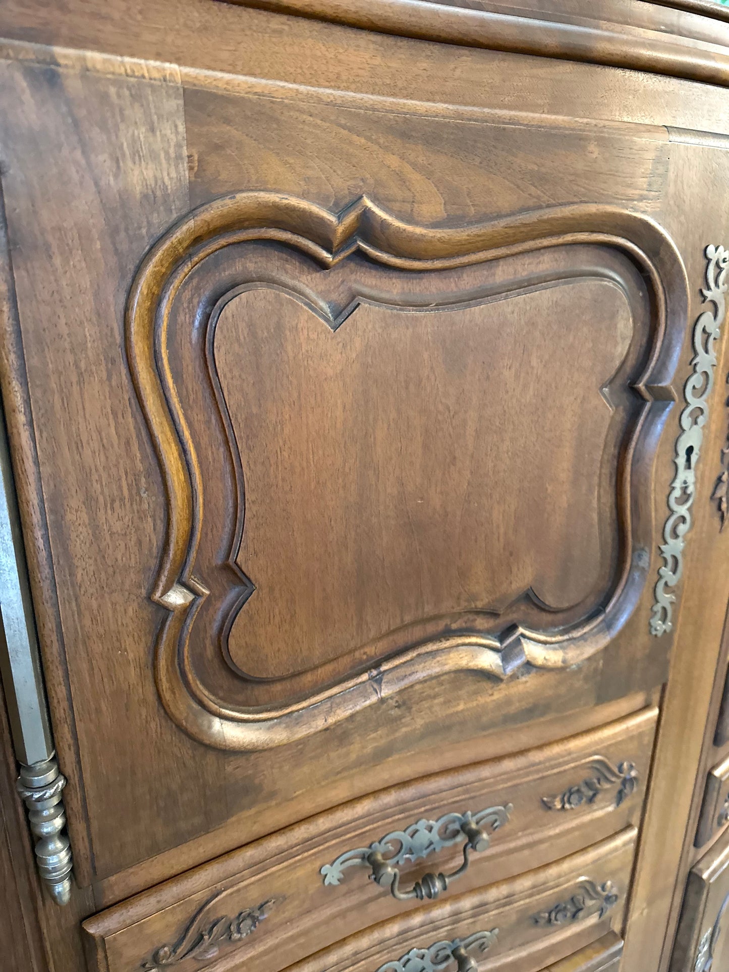 Antique French Small 4 Door And 4 Drawer Cupboard