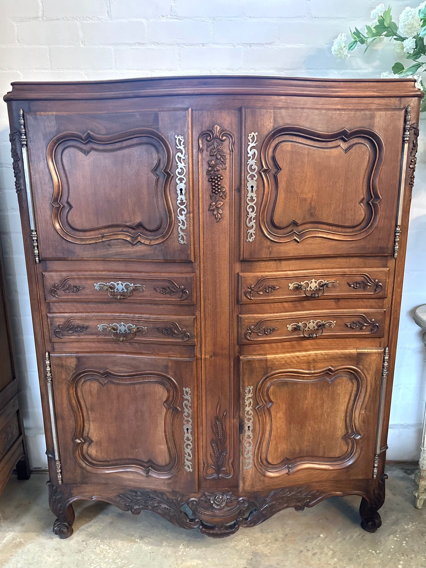 Antique French Small 4 Door And 4 Drawer Cupboard