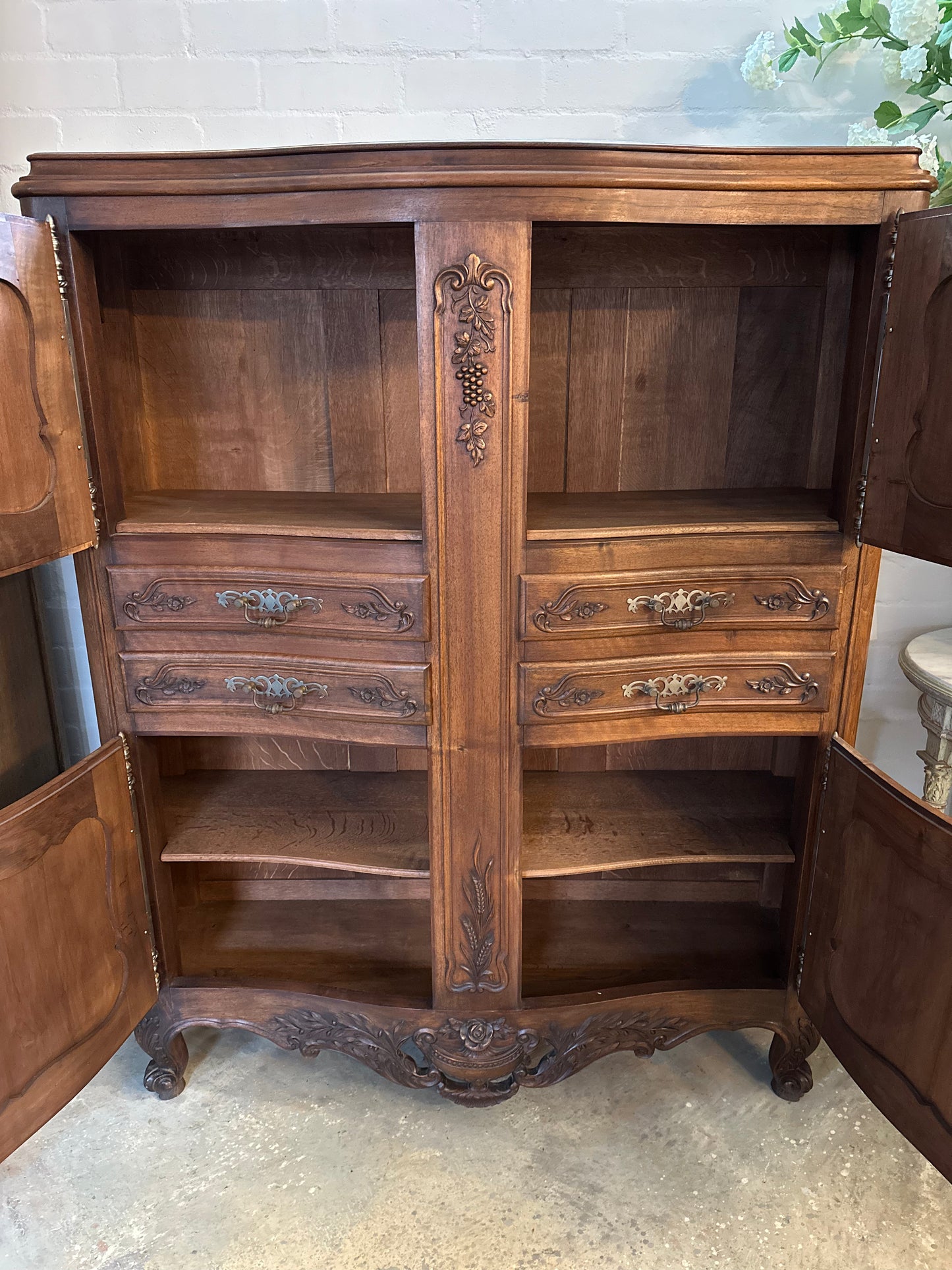 Antique French Small 4 Door And 4 Drawer Cupboard