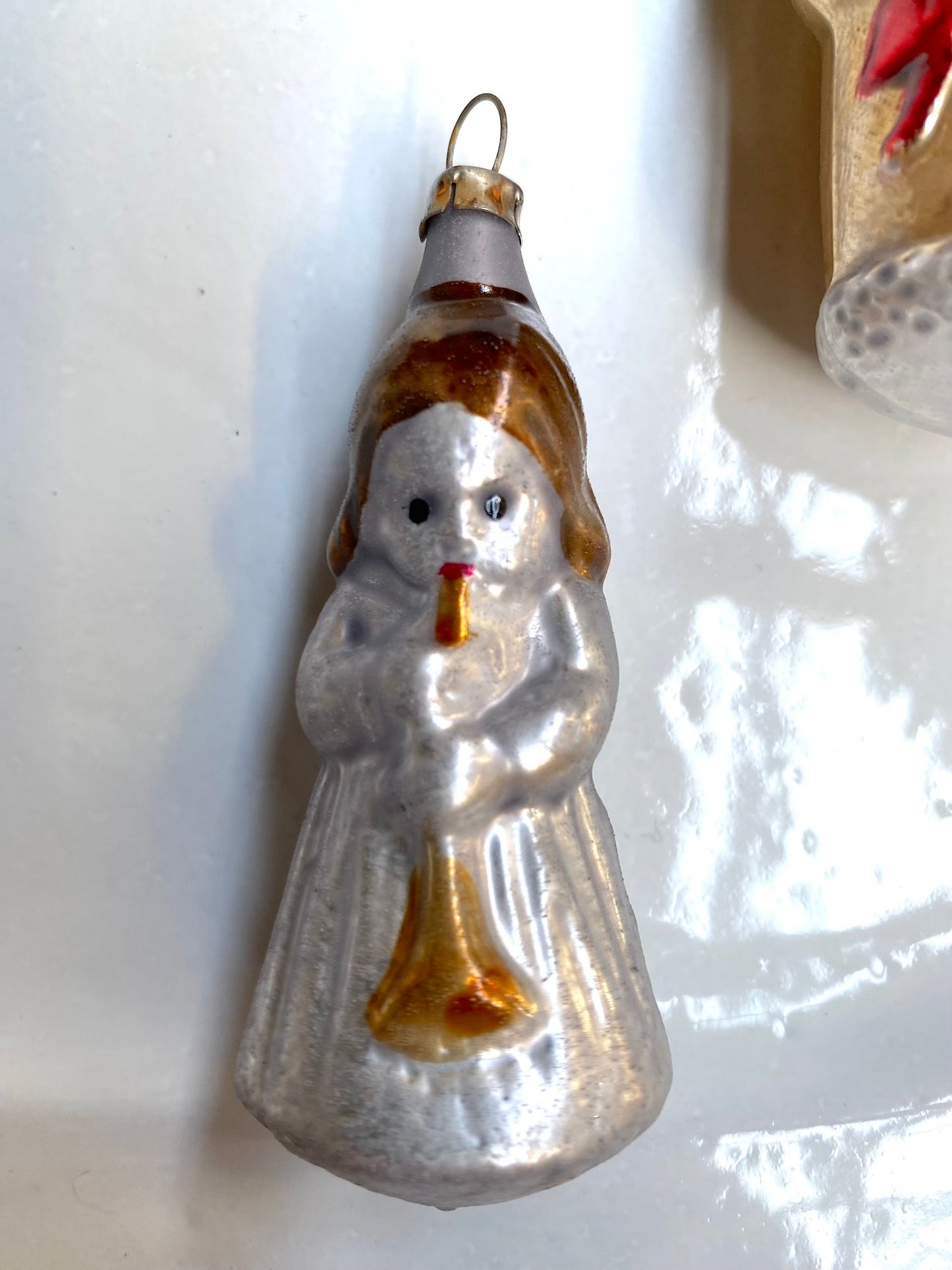 Gold Santa & Angel - Pair of Nostalgic German Christmas Ornaments