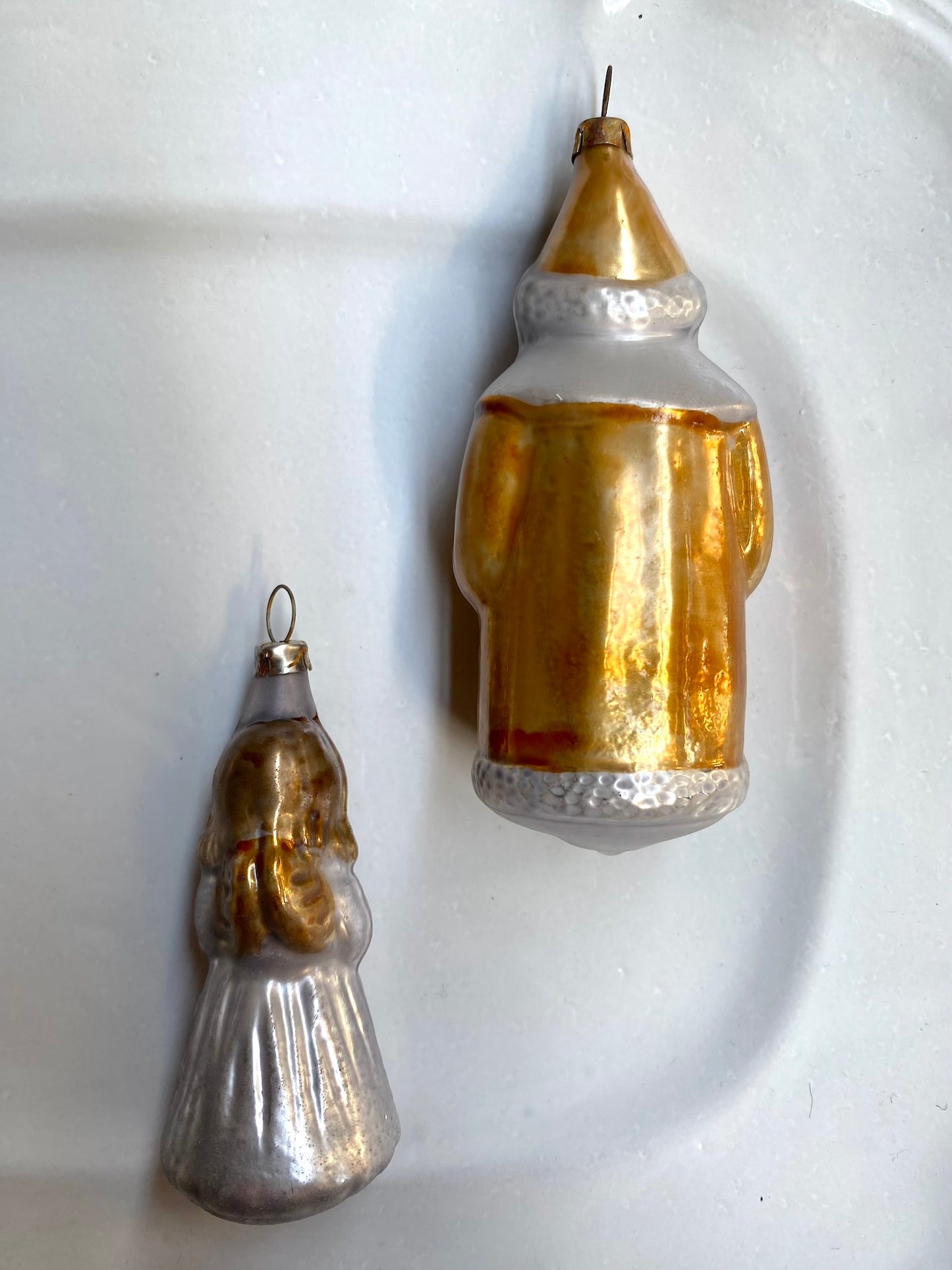 Gold Santa & Angel - Pair of Nostalgic German Christmas Ornaments