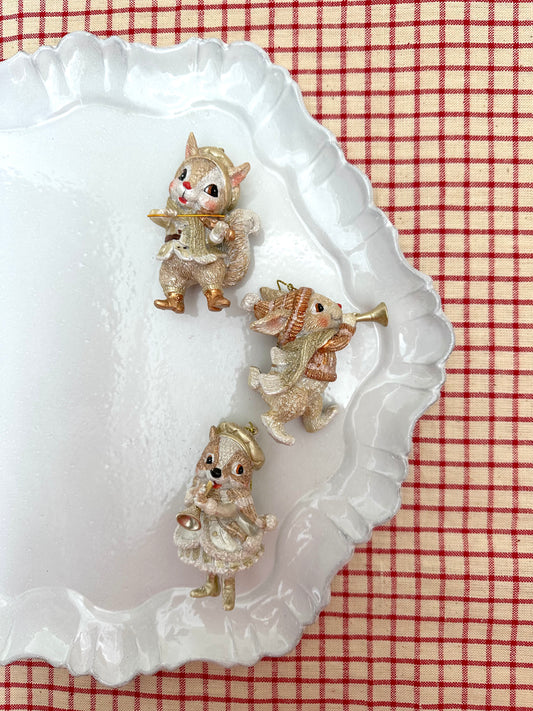 Gold Musical Animals - Christmas Ornament Sets