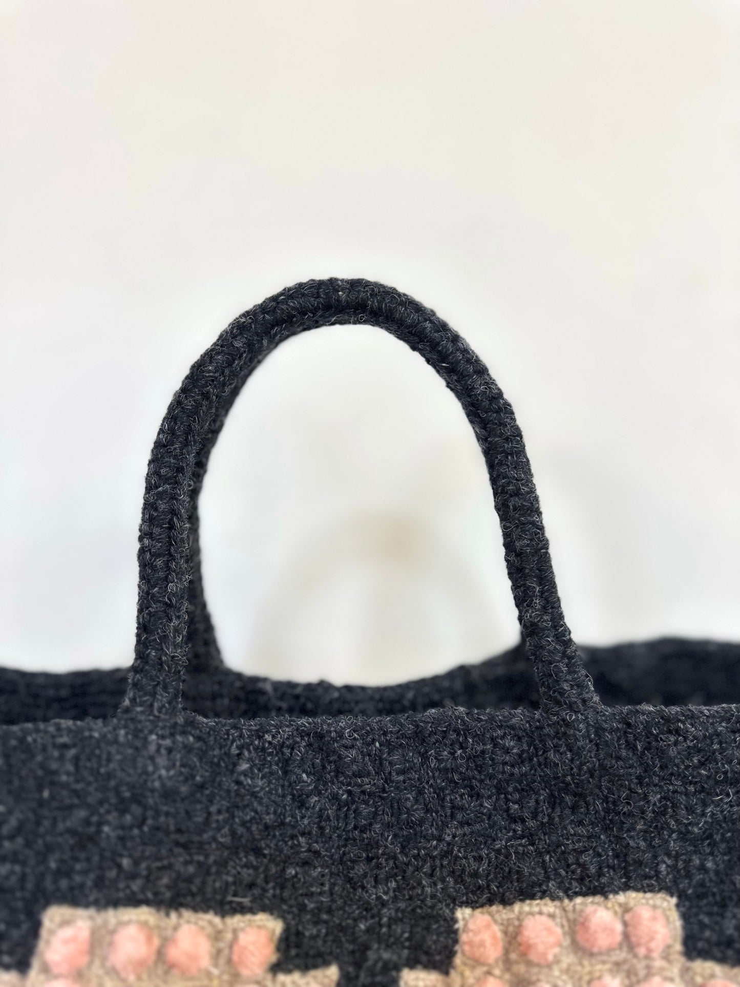 Sophie Digard Graphite Crochet Wool Bag With Velvet Bobble Flower