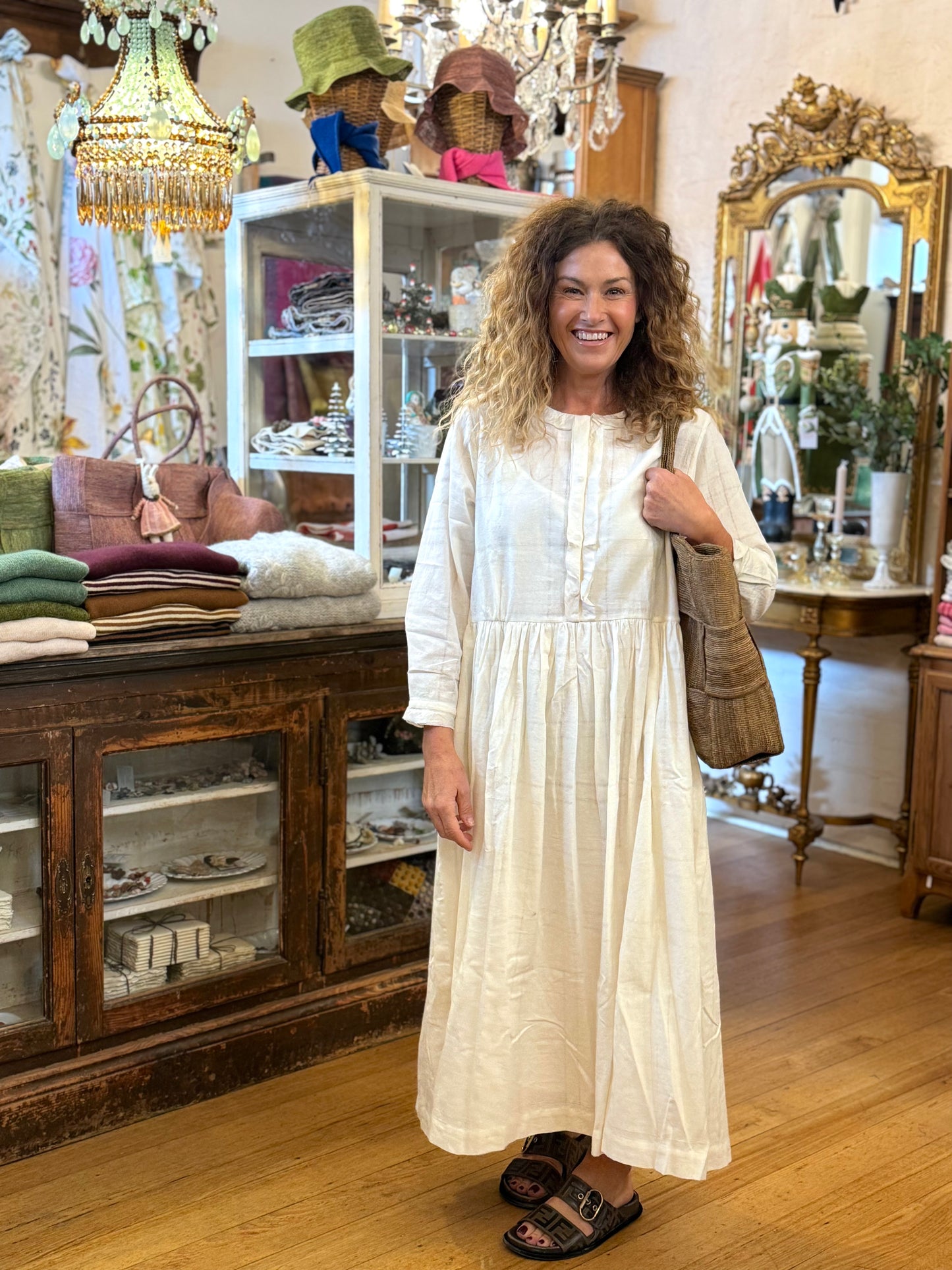 Runaway Bicycle Cotton Frill Dress In Cream