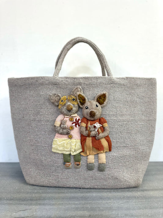 Sophie Digard Large Crochet Wool Bag With Characters