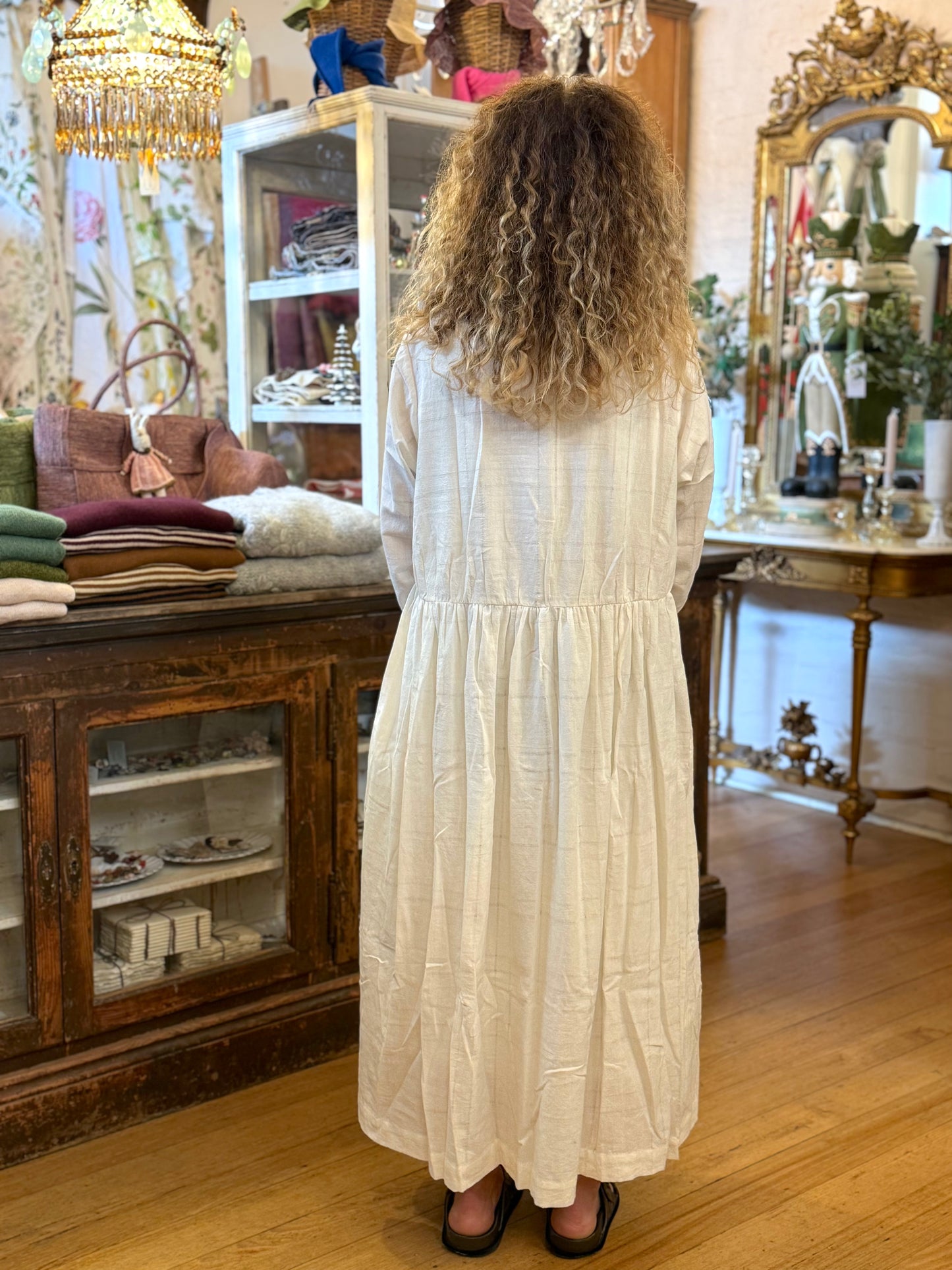 Runaway Bicycle Cotton Frill Dress In Cream