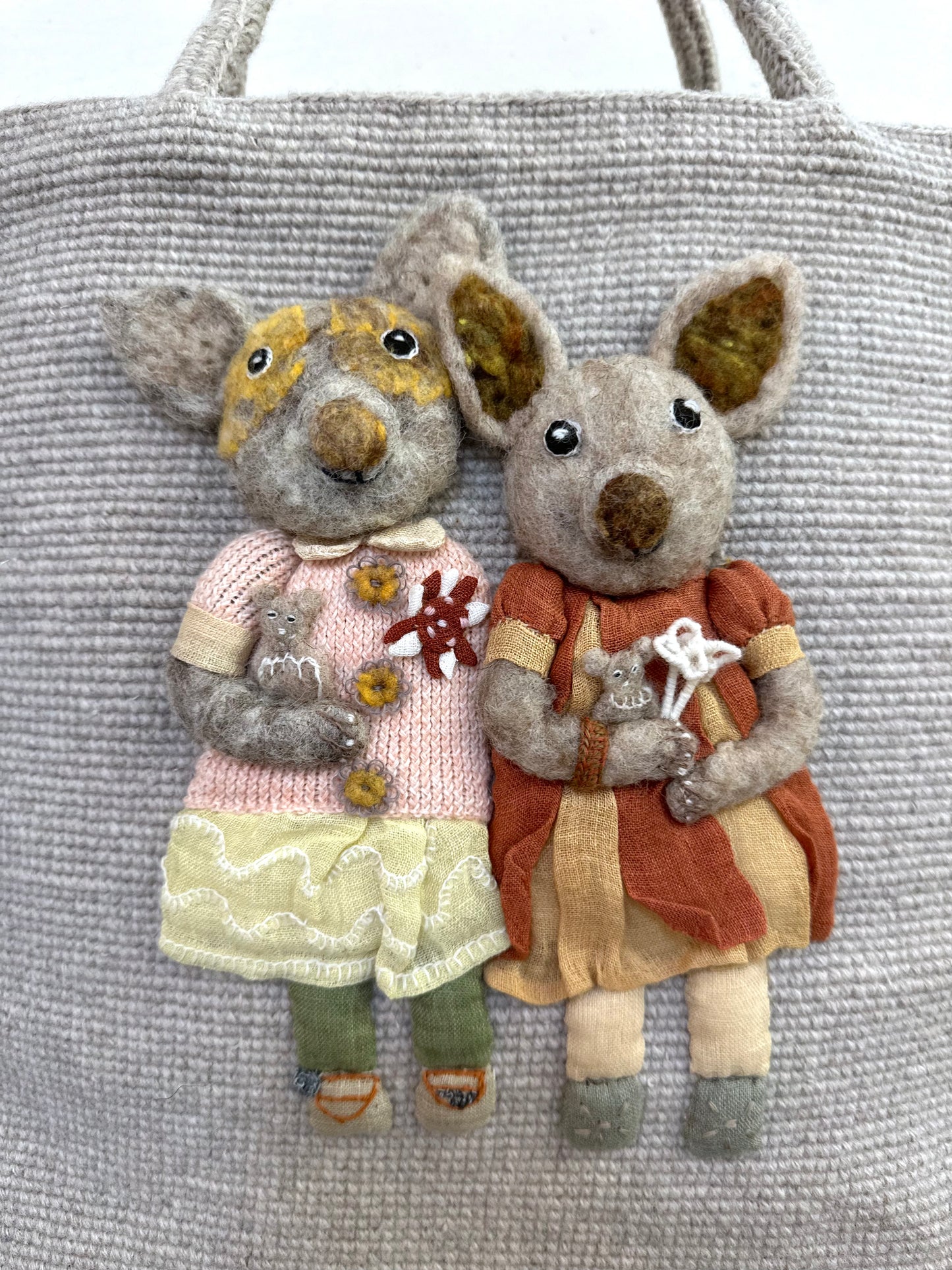 Sophie Digard Large Crochet Wool Bag With Characters