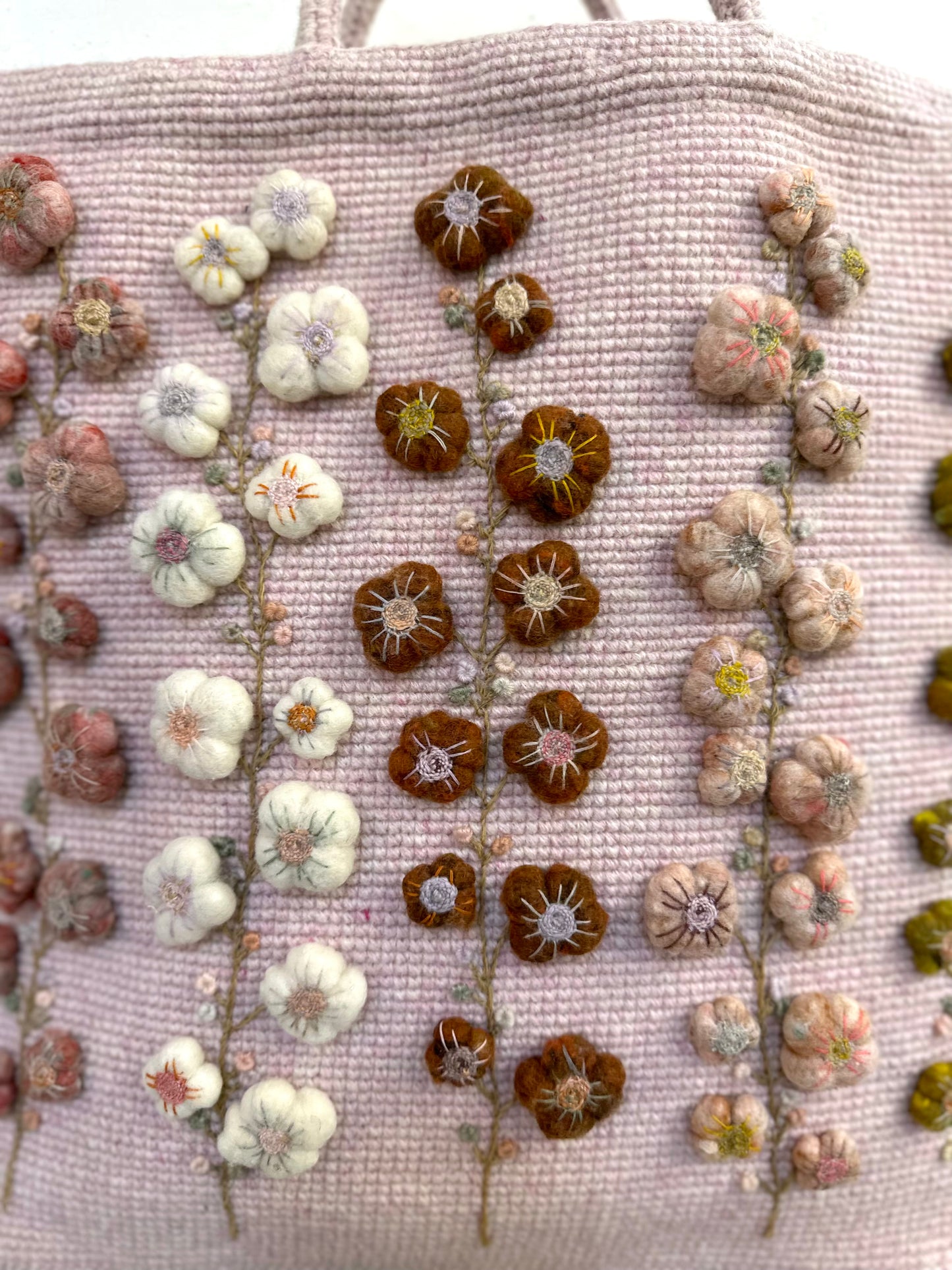 Sophie Digard 'Garden Blush' Pink Crochet Wool Bag