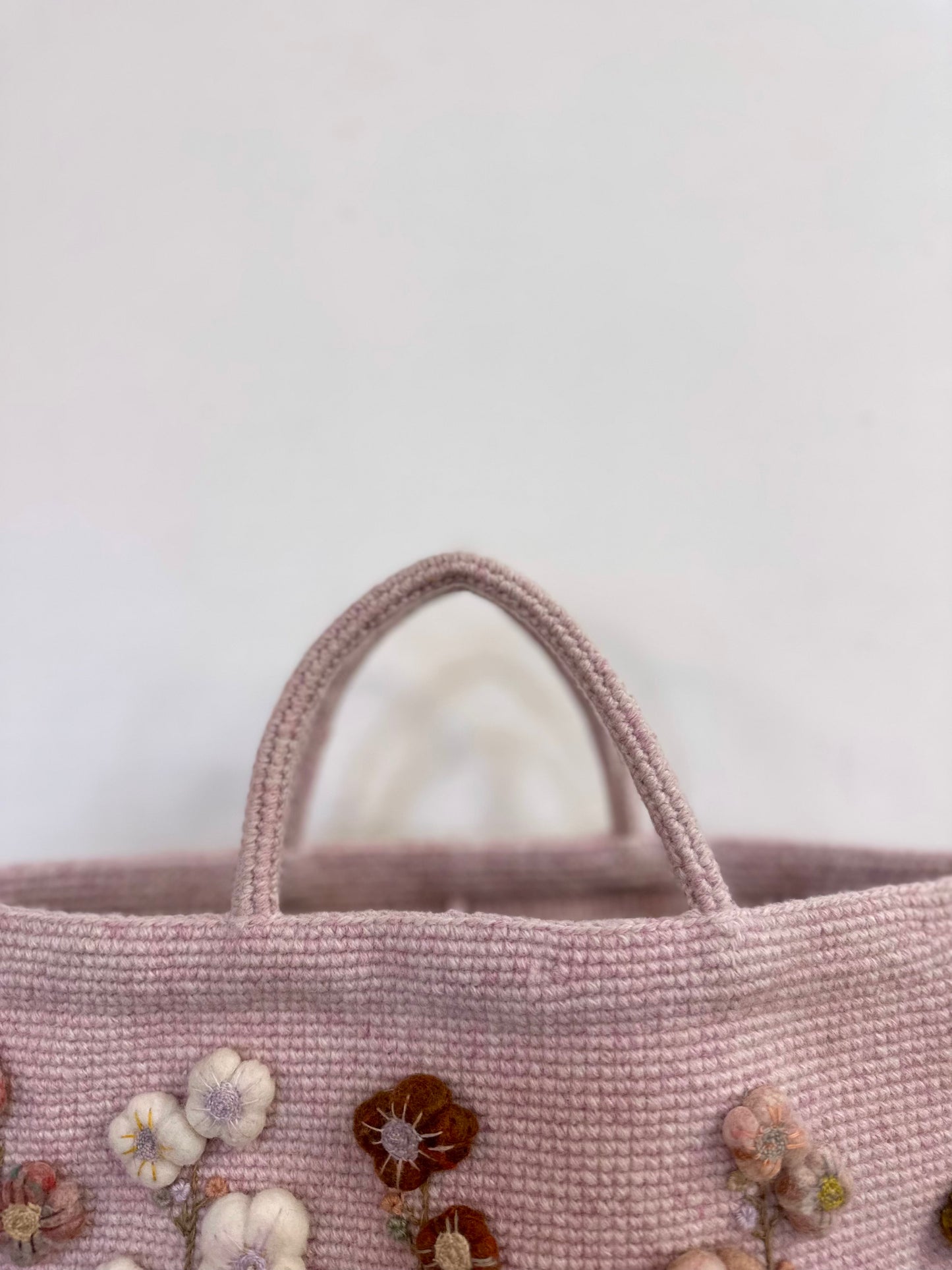 Sophie Digard 'Garden Blush' Pink Crochet Wool Bag