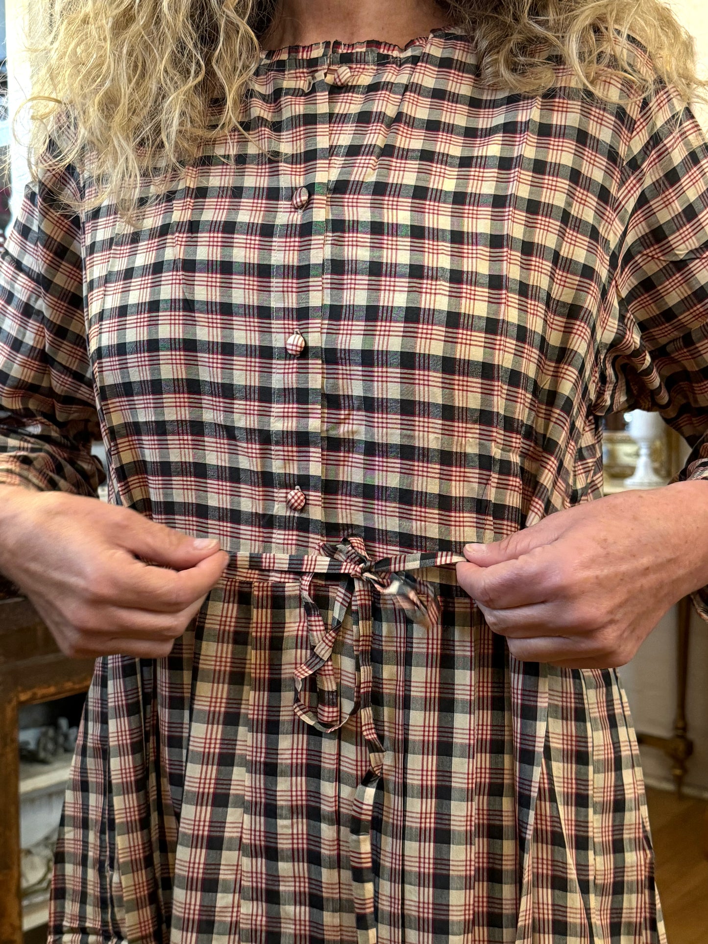 Runaway Bicycle Red Check Dress With Tie Waistband