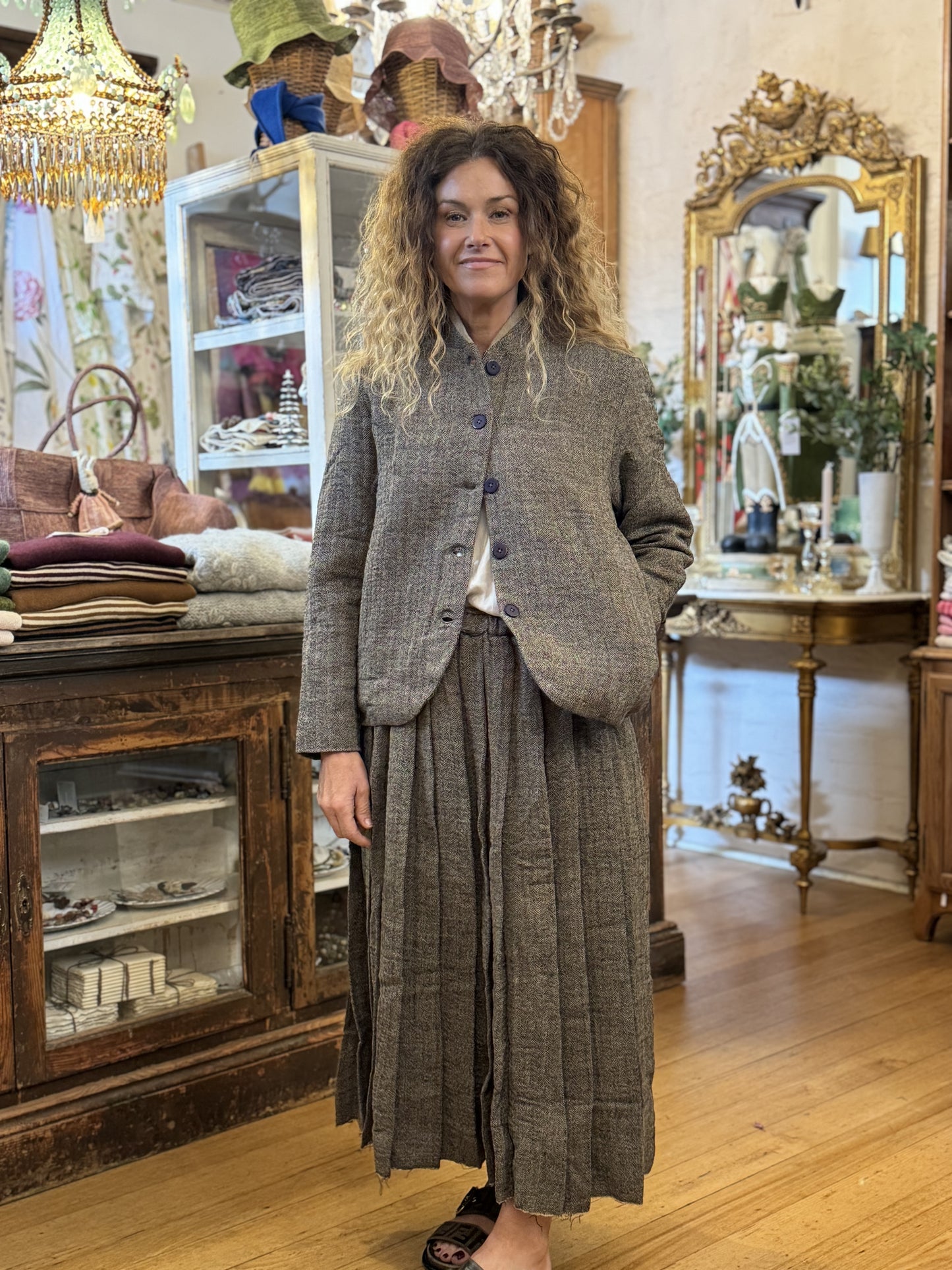 Runaway Bicycle Grey Herringbone Wool Jacket