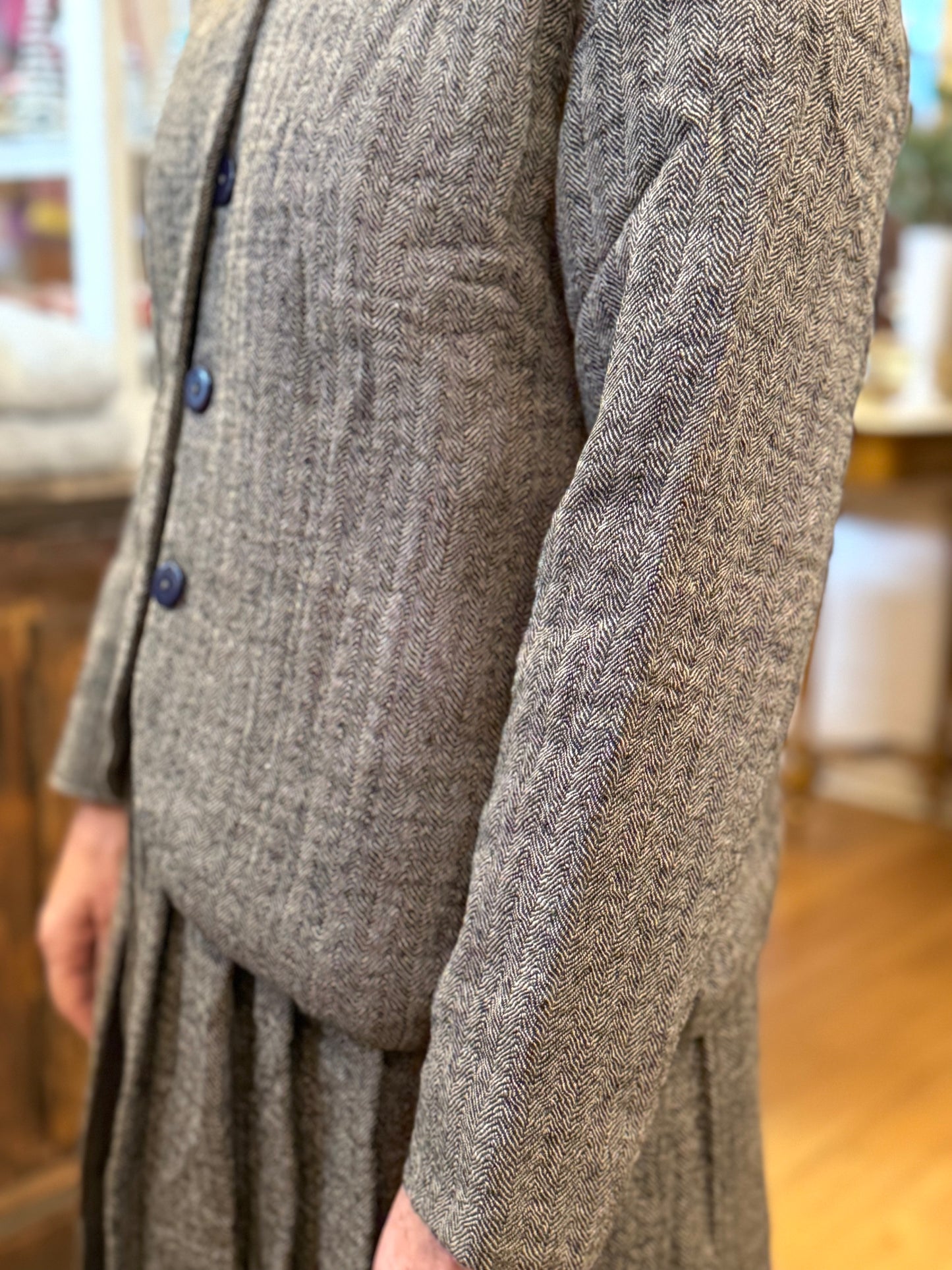 Runaway Bicycle Grey Herringbone Wool Jacket