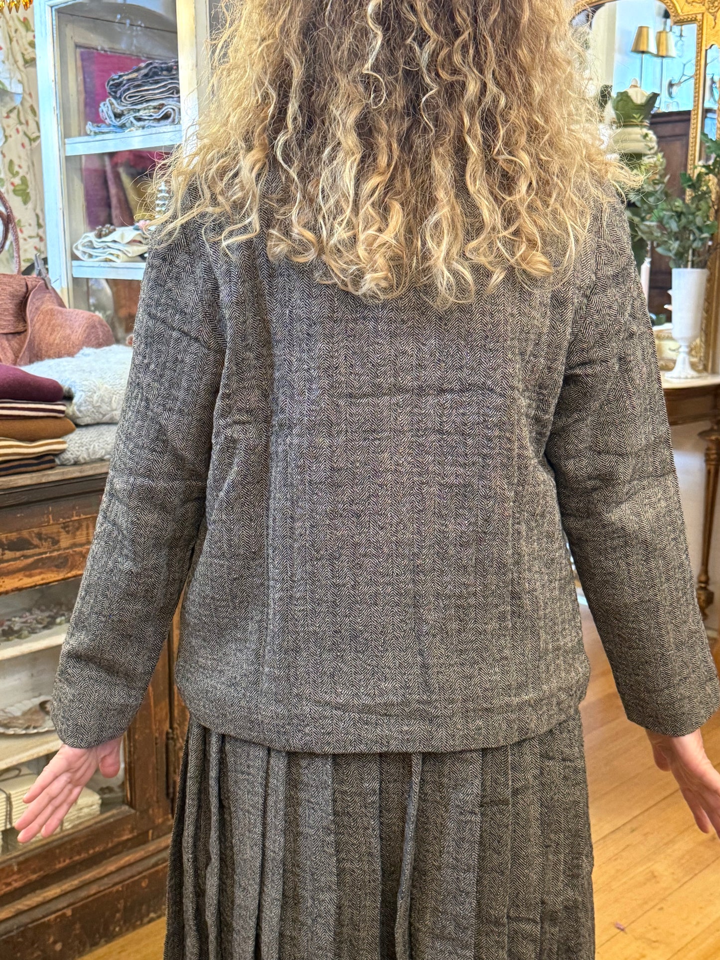 Runaway Bicycle Grey Herringbone Wool Jacket