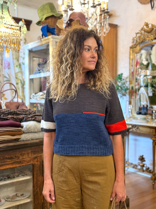 Runaway Bicycle Charcoal And Indigo Knitted Wool Shirt