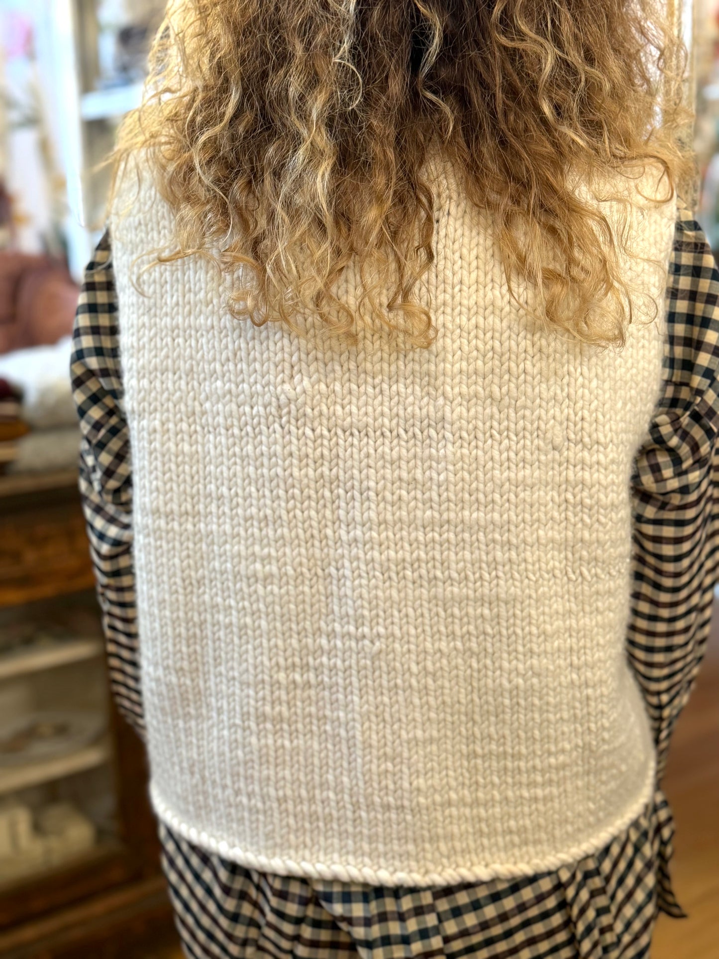 Runaway Bicycle Knitted Button Up Vest In Cream