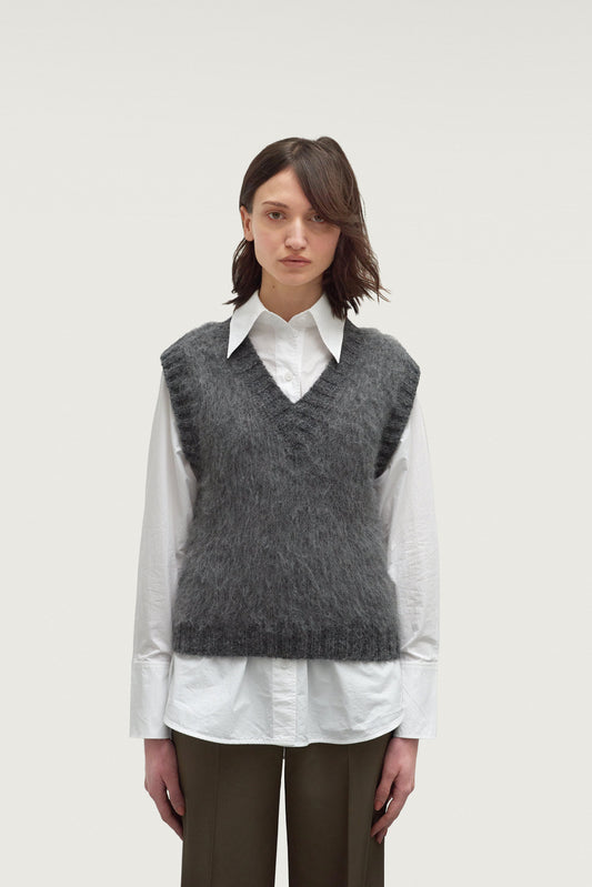 French Alpaca Knit Vest - Anthracite