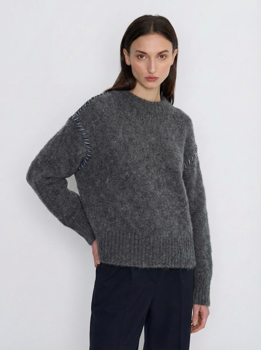 French Alpaca Knit Jumper - Anthracite