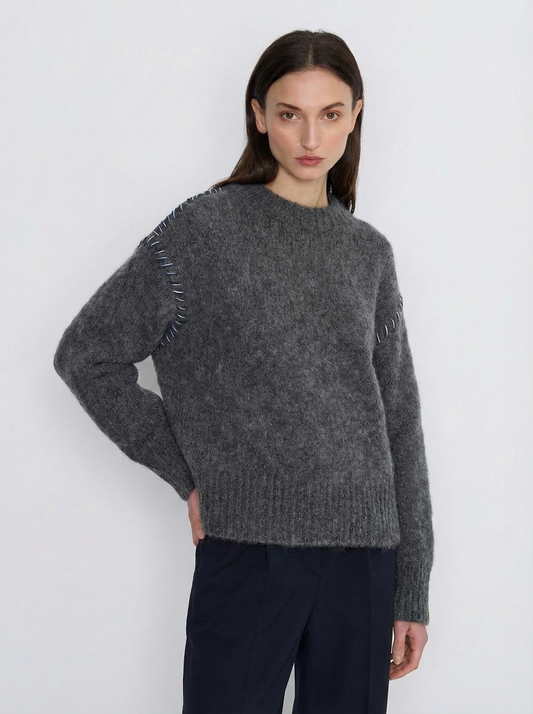 French Alpaca Knit Jumper - Anthracite