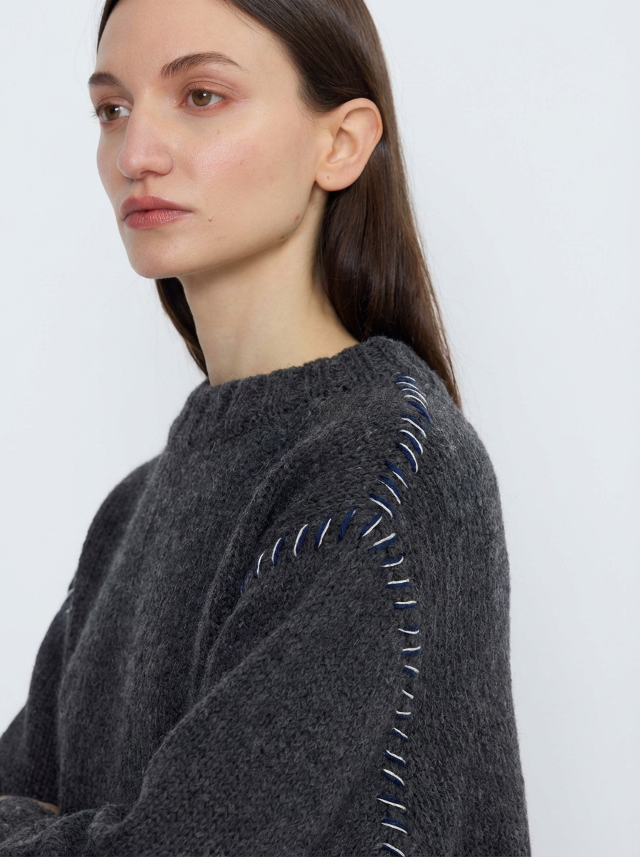 French Alpaca Knit Jumper - Anthracite