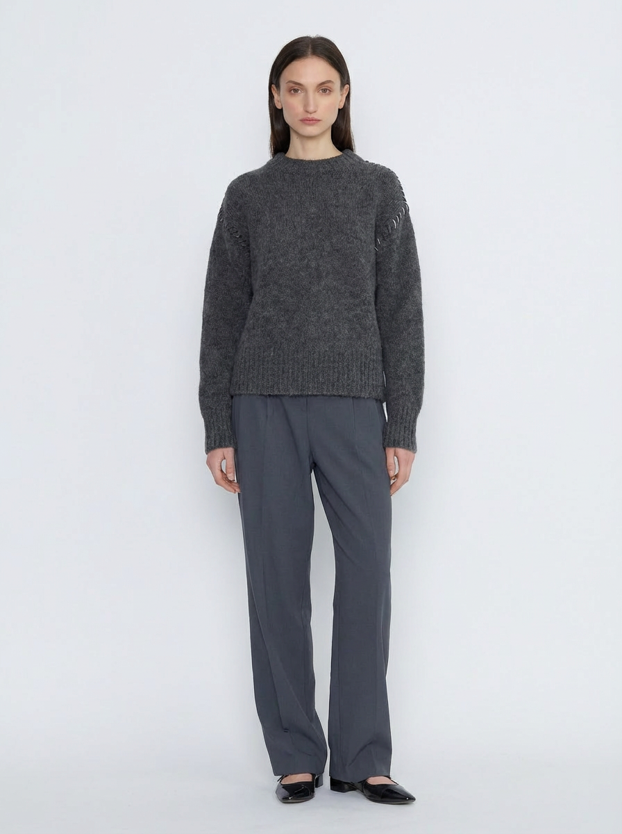 French Alpaca Knit Jumper - Anthracite