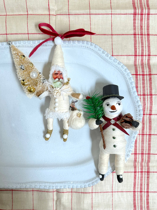 Vintage by Crystal Handspun Cotton Frosty Santa And Snowman