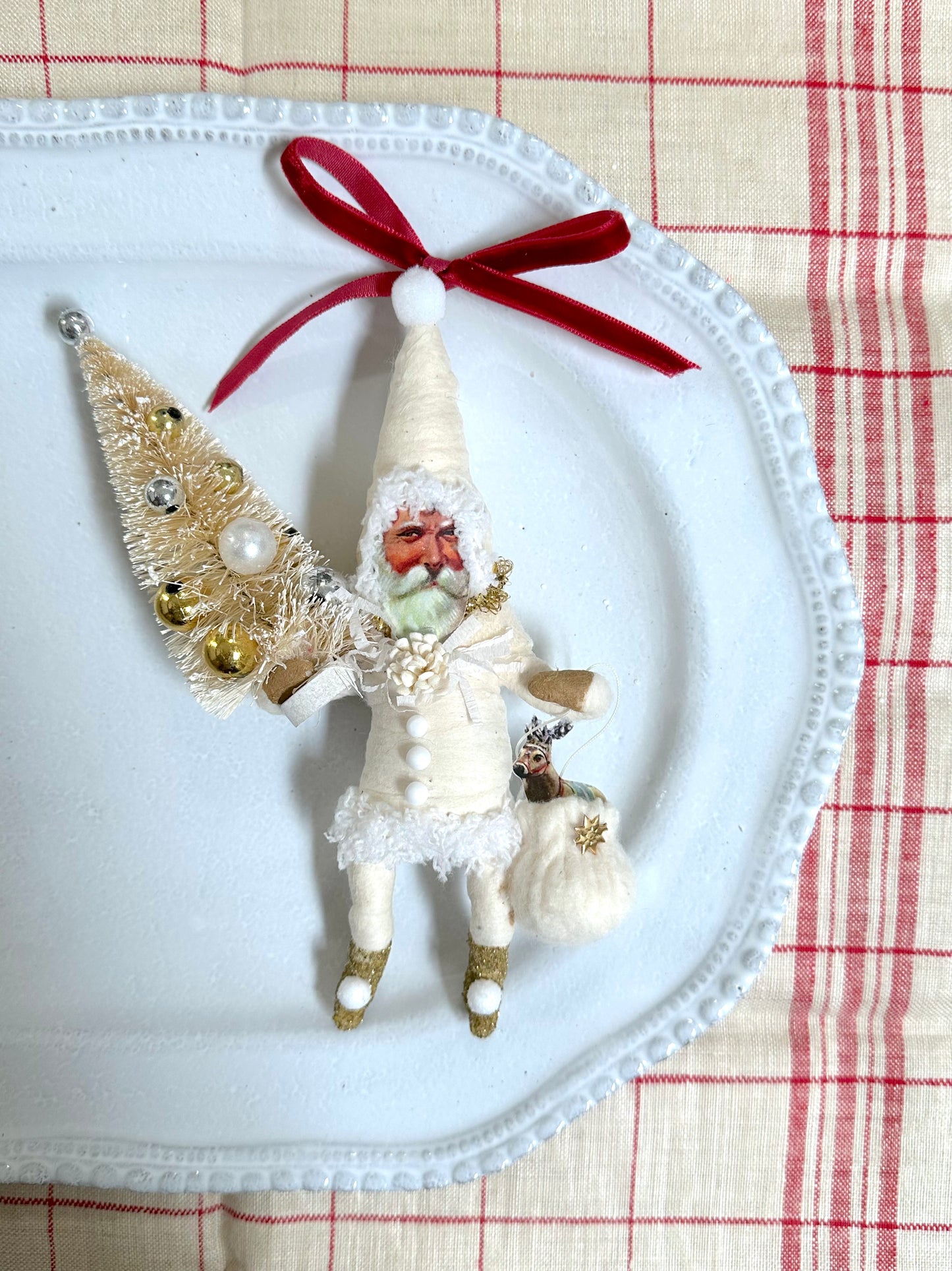 Vintage by Crystal Handspun Cotton Frosty Santa And Snowman