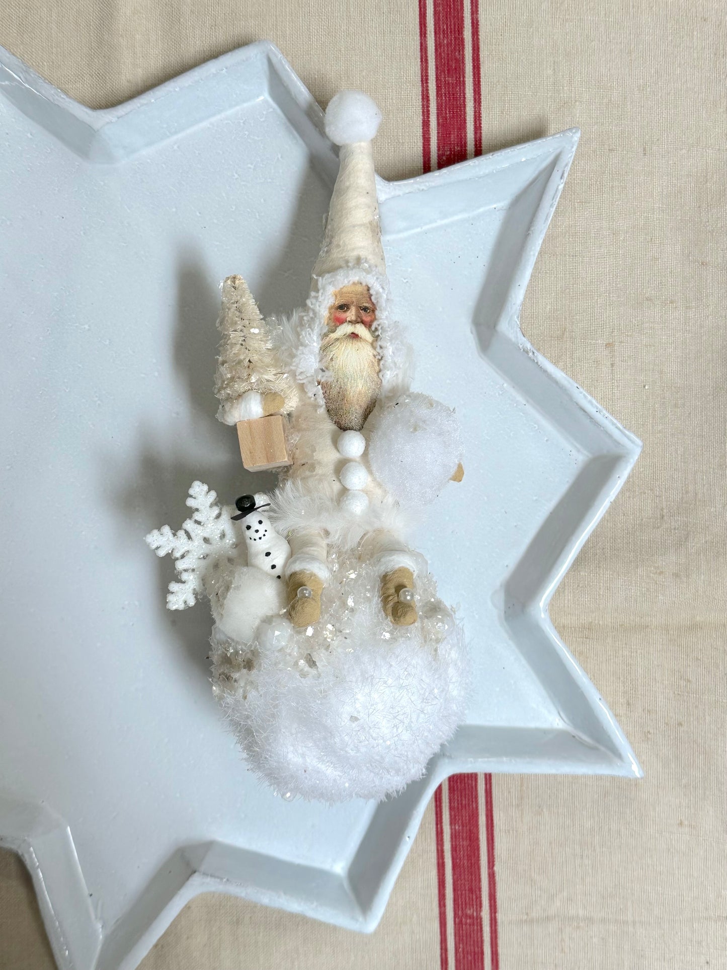 Vintage by Crystal Handspun Cotton Snowball Santa