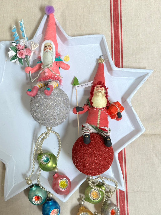 Vintage by Crystal Handspun Cotton Jingle Bell Santas