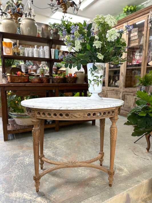 Antique French Oval Marble Side Table