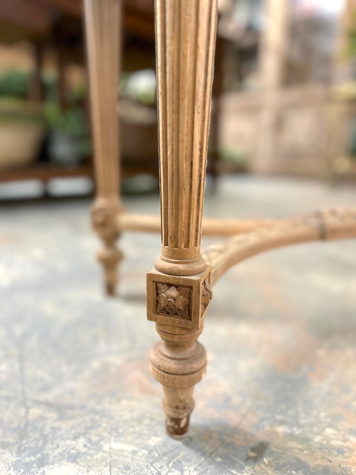 Antique French Oval Marble Side Table