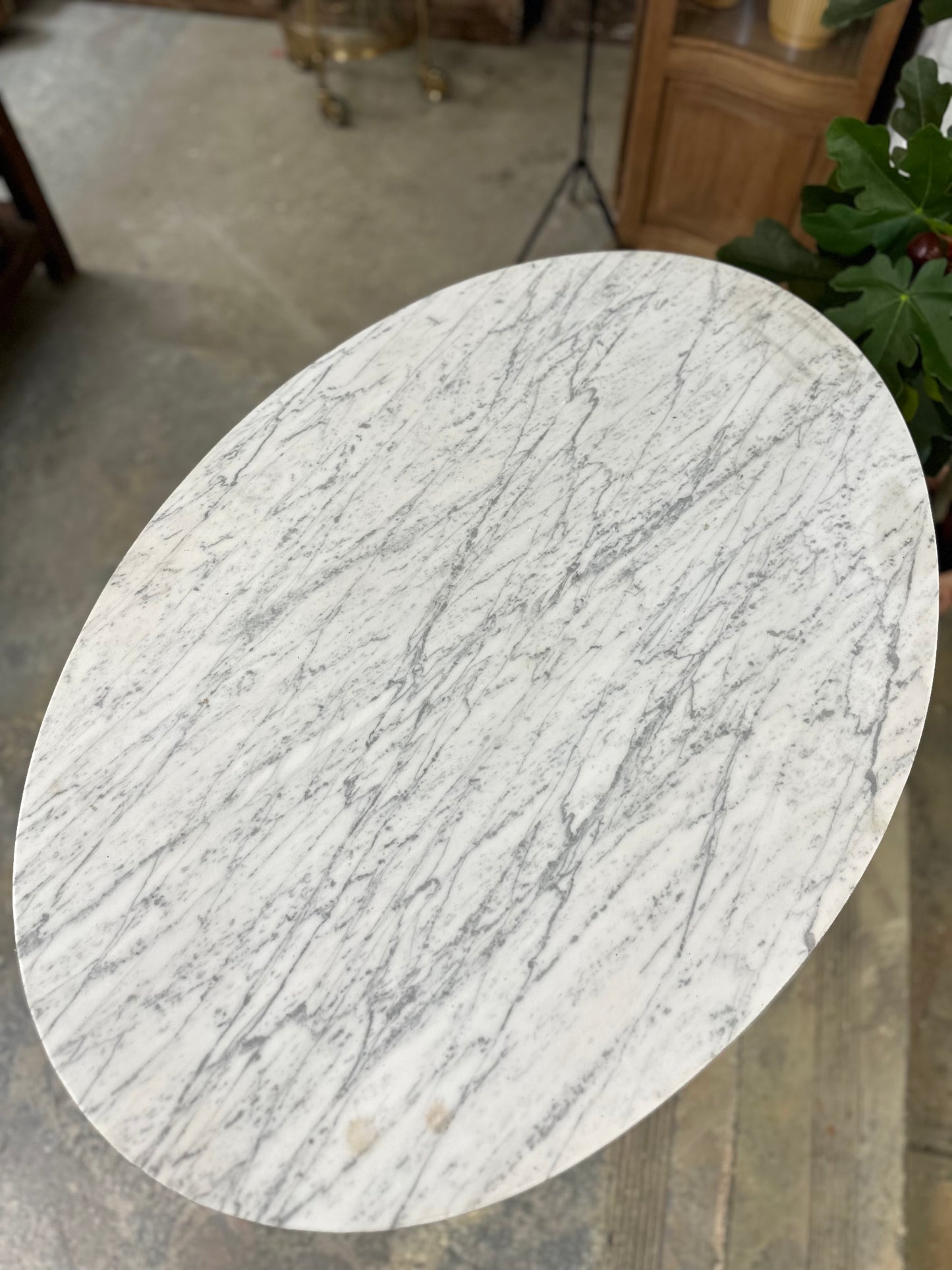 Antique French Oval Marble Side Table