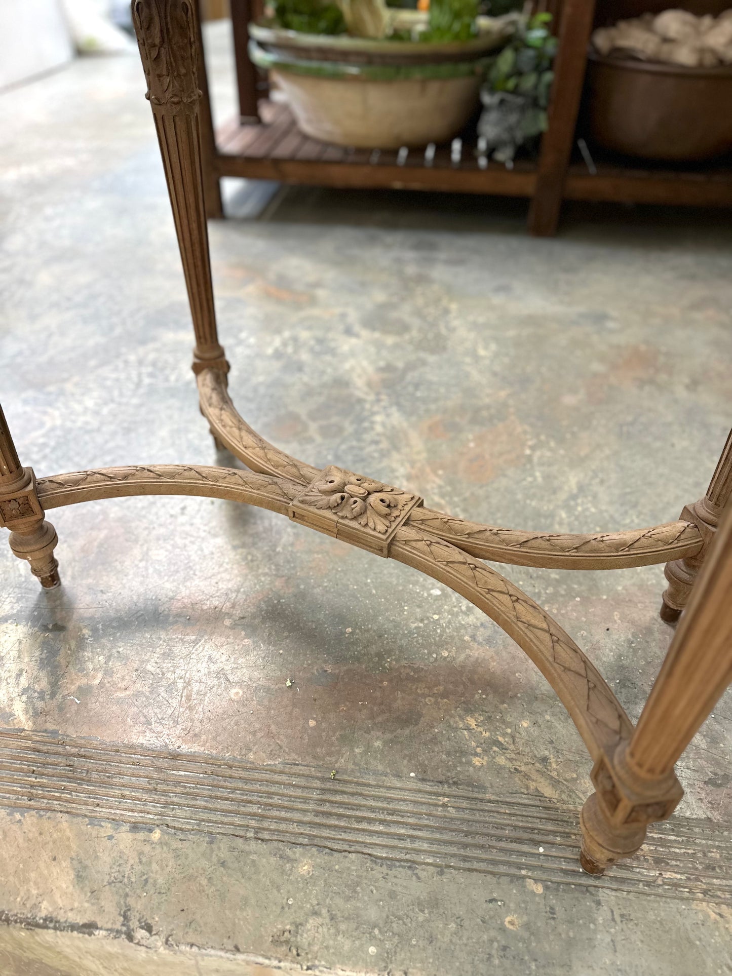 Antique French Oval Marble Side Table