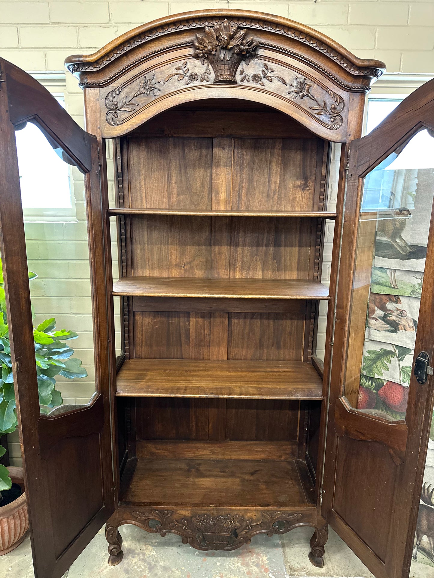 Antique French Flower Basket Vitrine