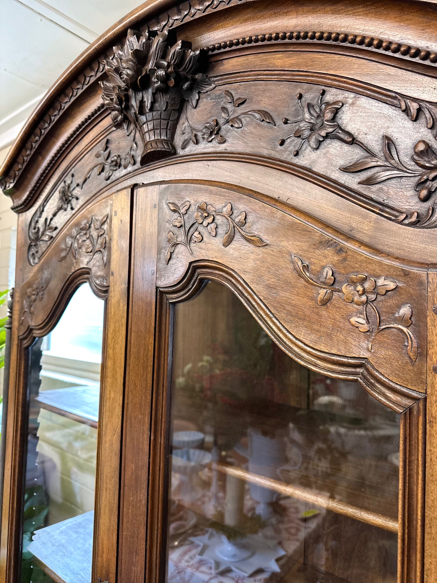 Antique French Flower Basket Vitrine