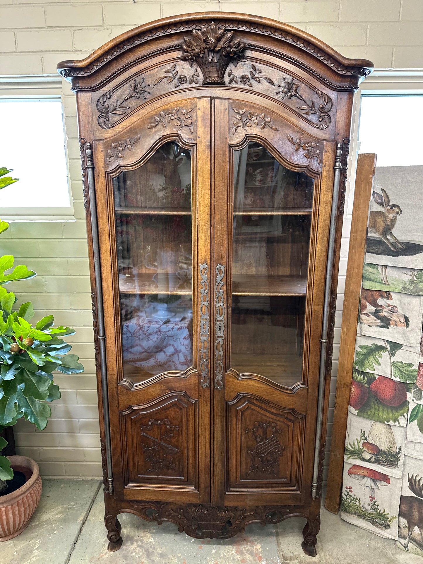 Antique French Flower Basket Vitrine