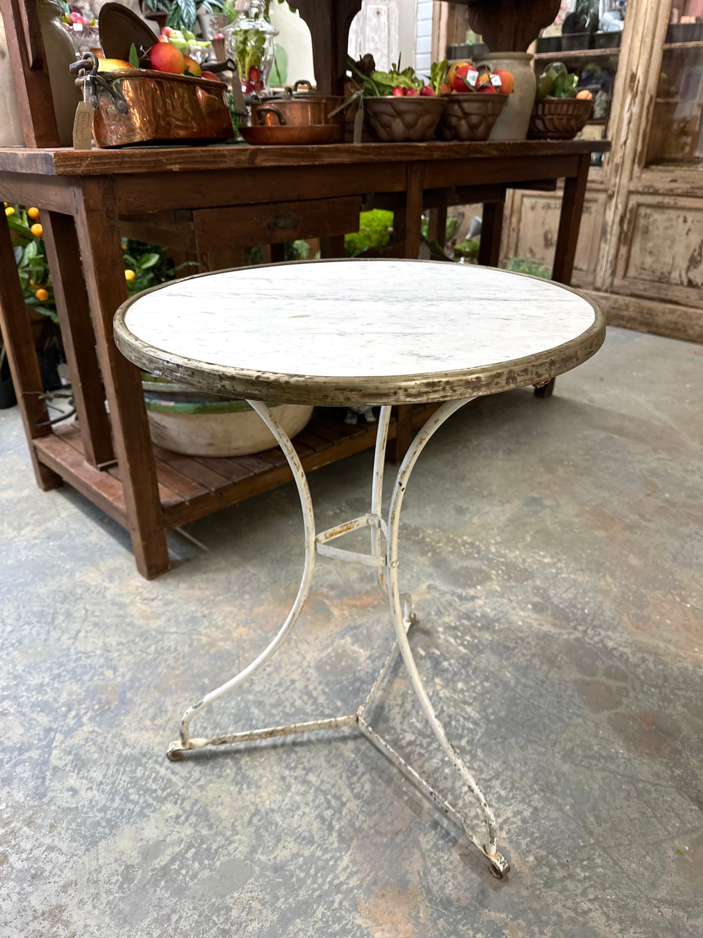 Antique French Round Marble Top Table