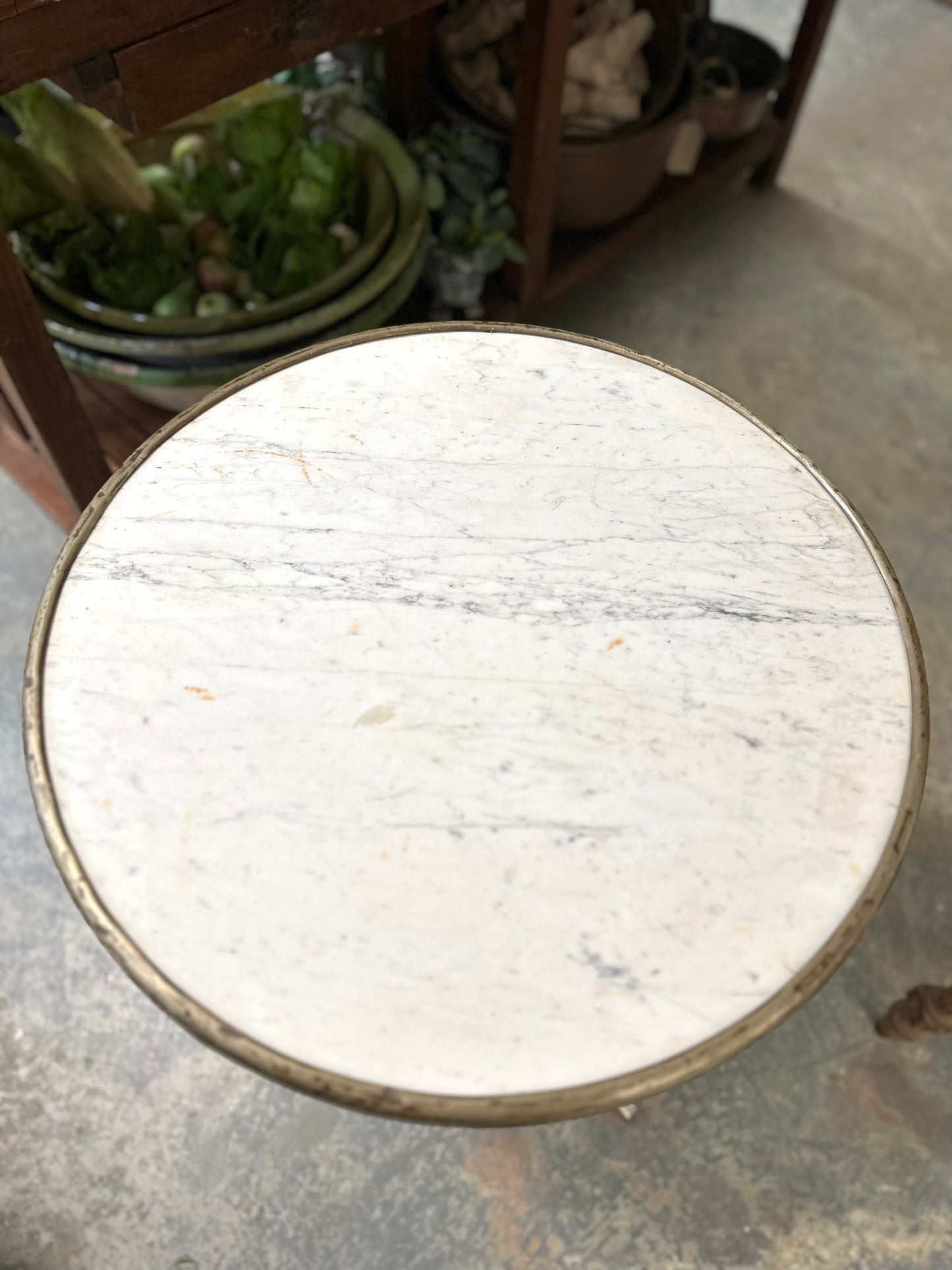 Antique French Round Marble Top Table