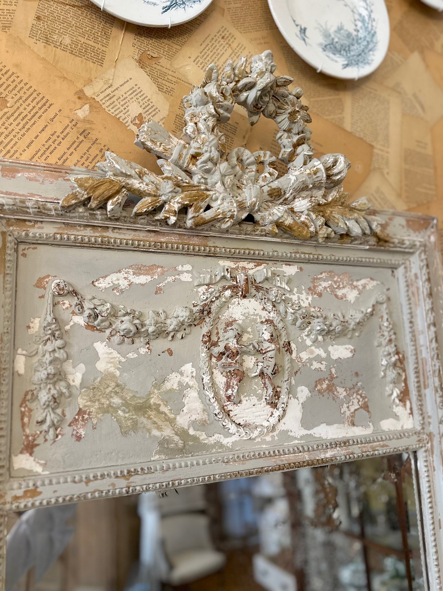 Antique French Small Louis XVI Style Mirror