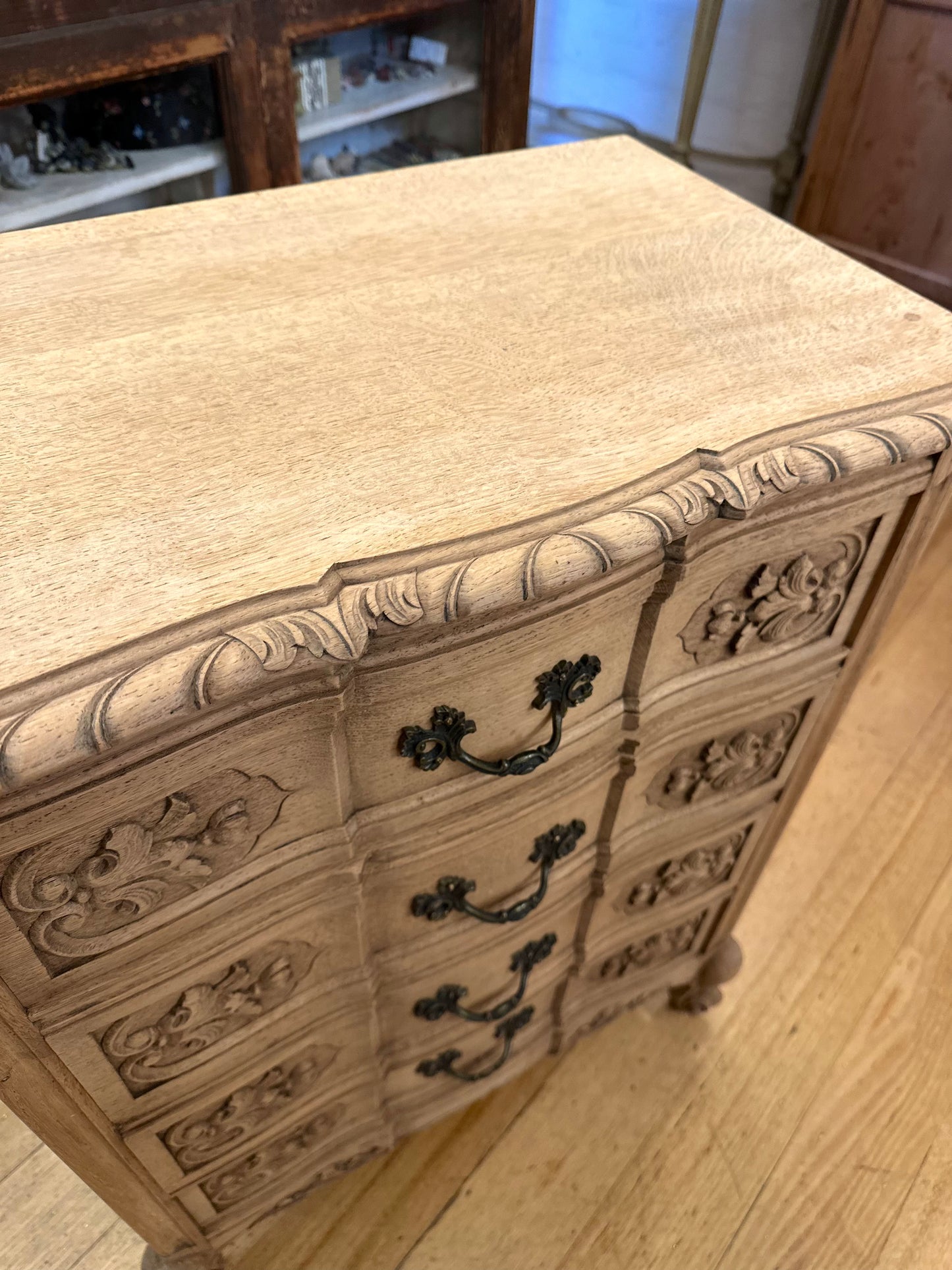 Antique French Oak 4 Drawer Commode