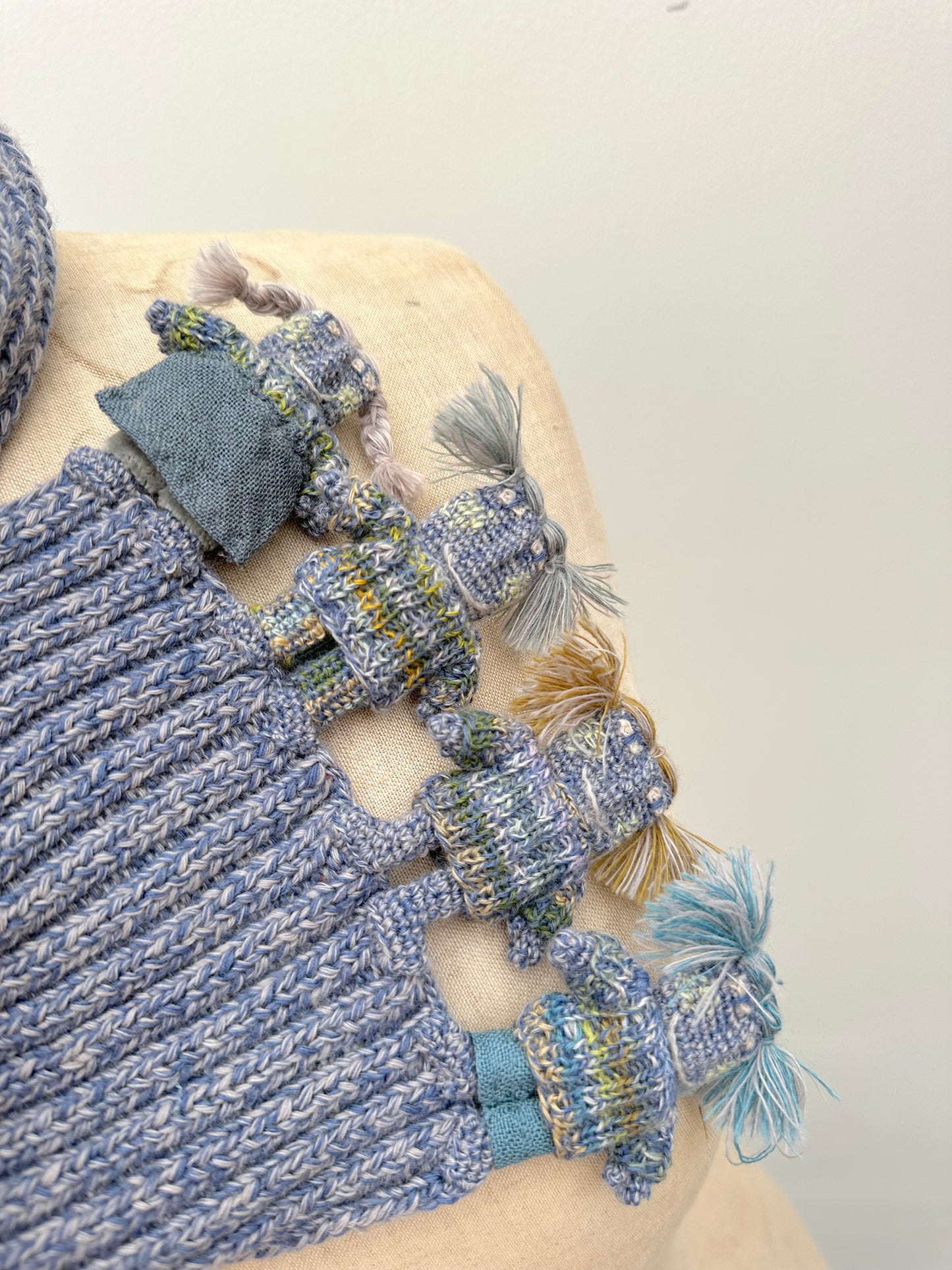 Sophie Digard Narrow Crochet Wool Scarf With Little People