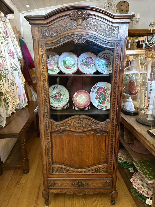 Antique French Single Door Flower Basket Vitrine