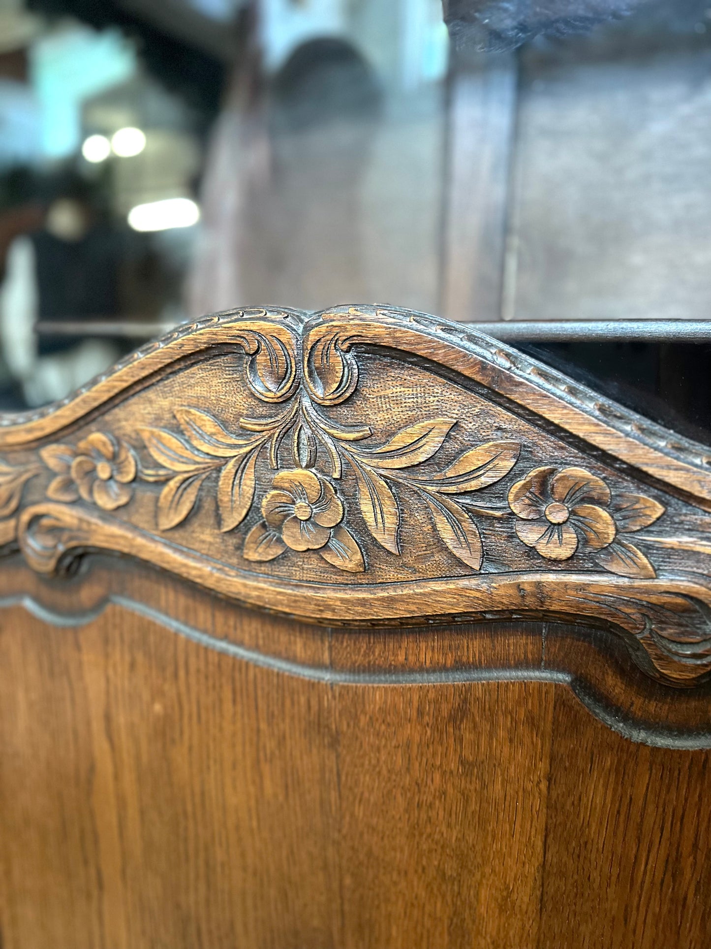 Antique French Single Door Flower Basket Vitrine