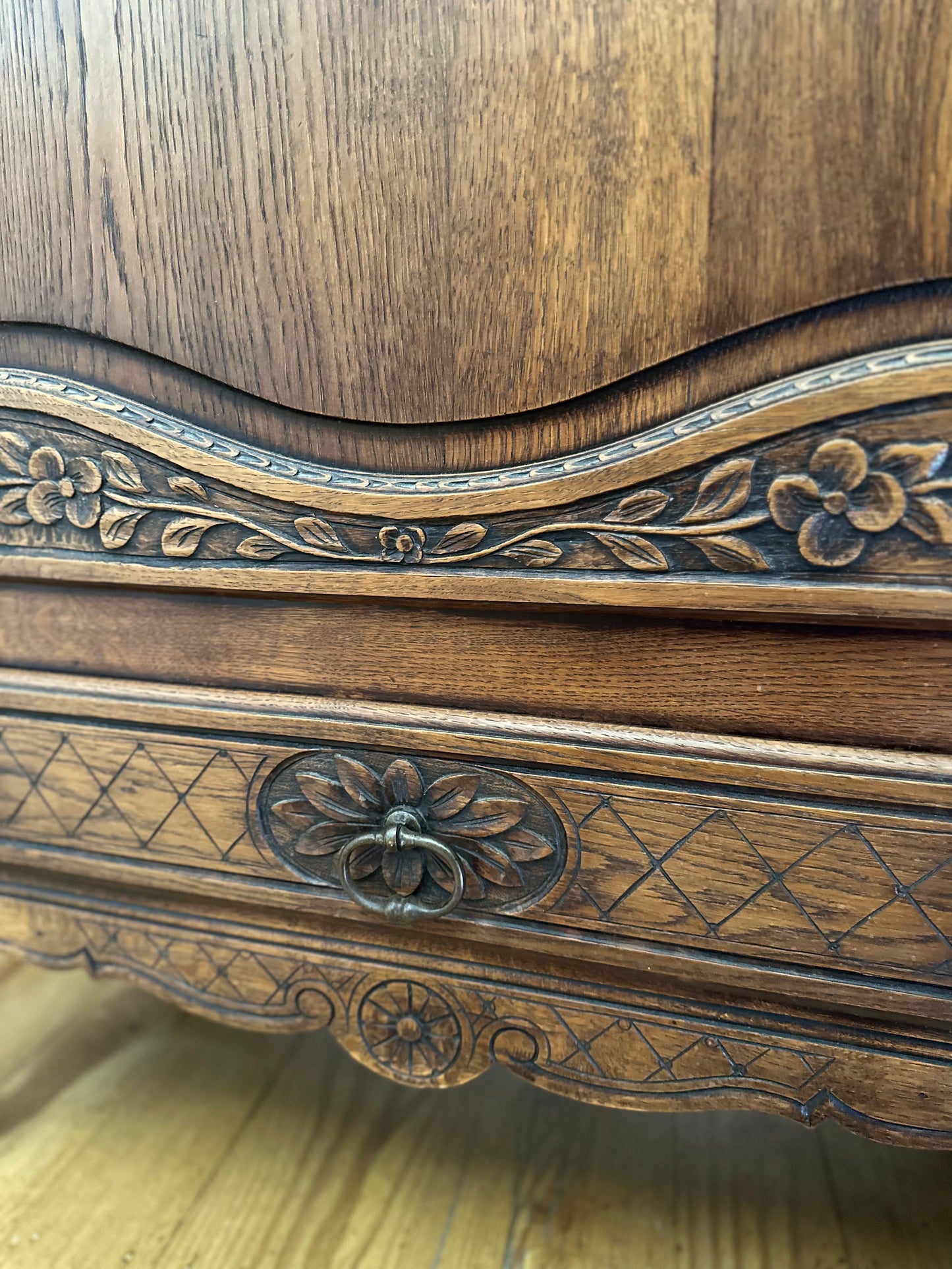 Antique French Single Door Flower Basket Vitrine