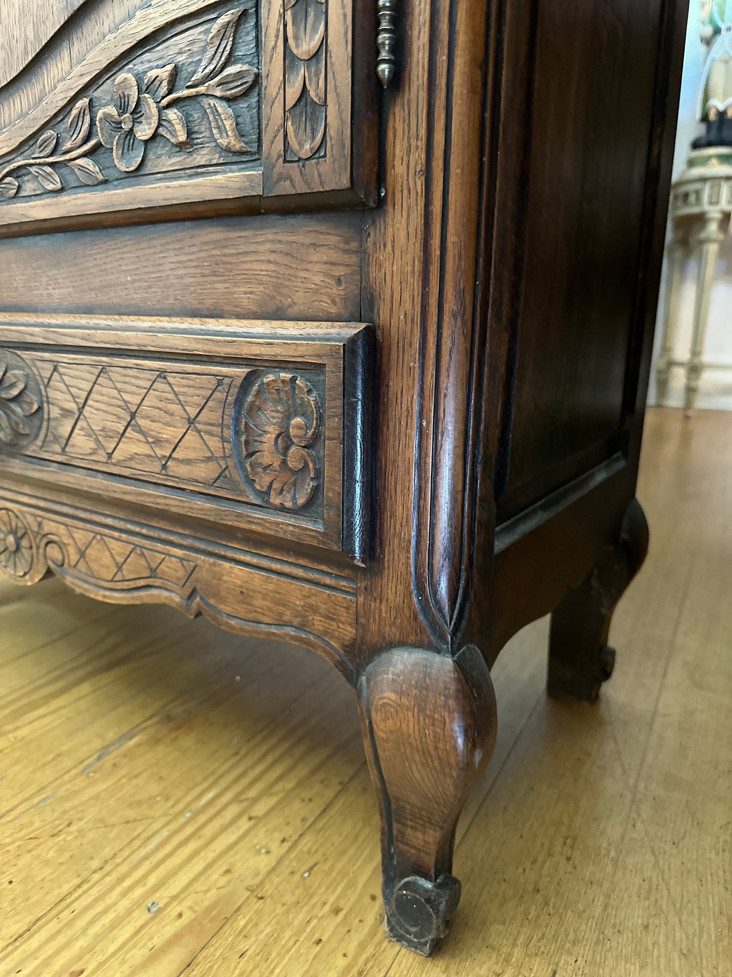 Antique French Single Door Flower Basket Vitrine